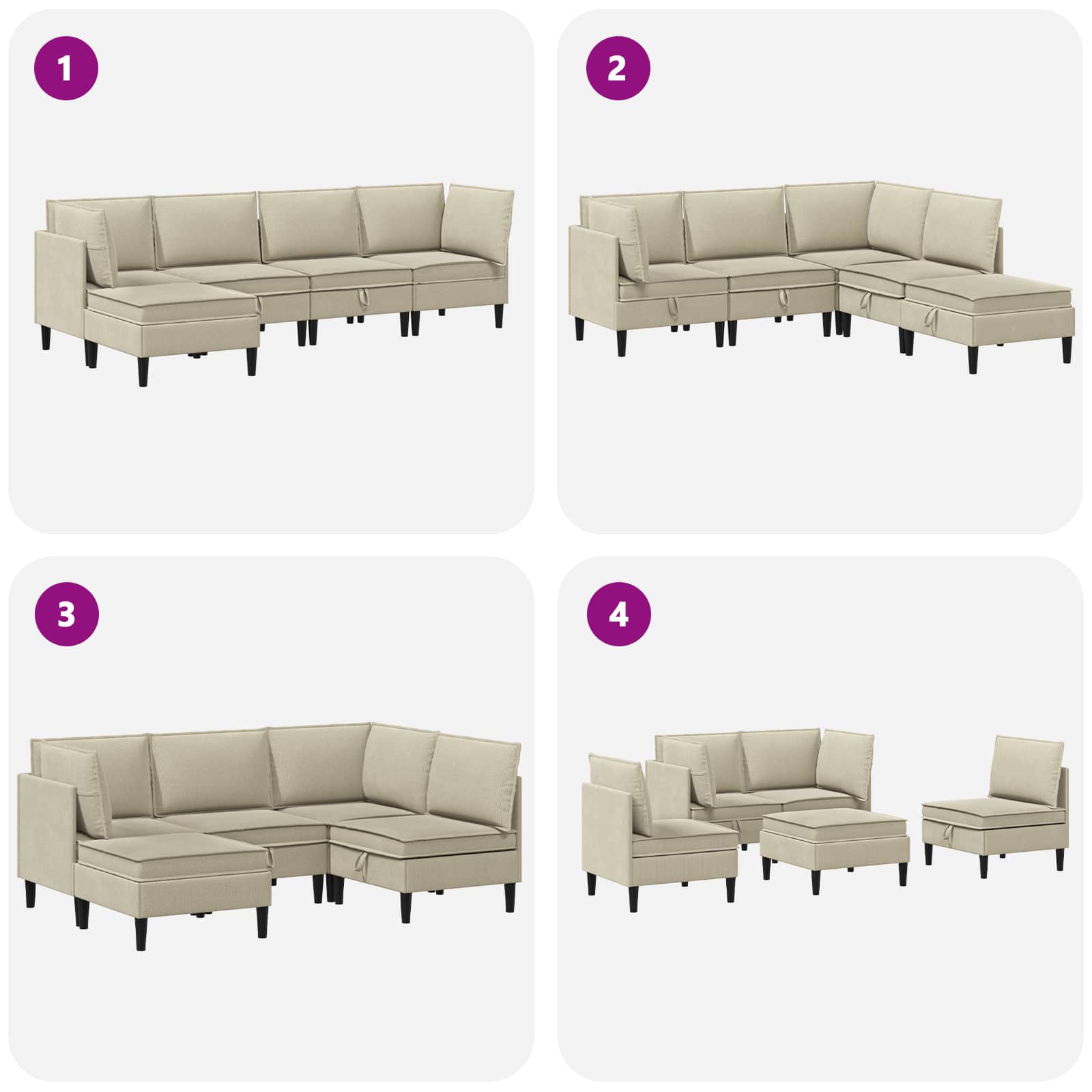 Set namještaja za dnevni boravak 5 pcs Pijesak Tkanina