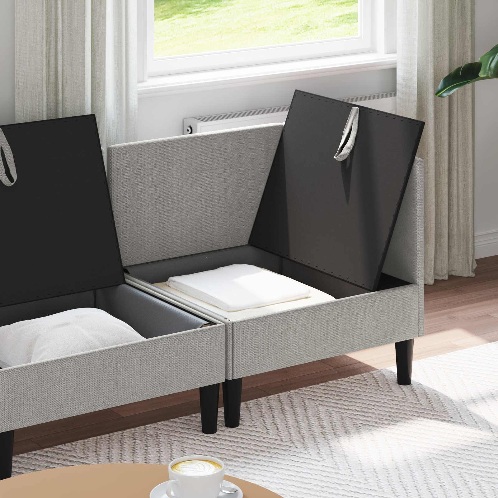 Set namještaja za dnevni boravak 3 pcs Svjetlosiva Tkanina