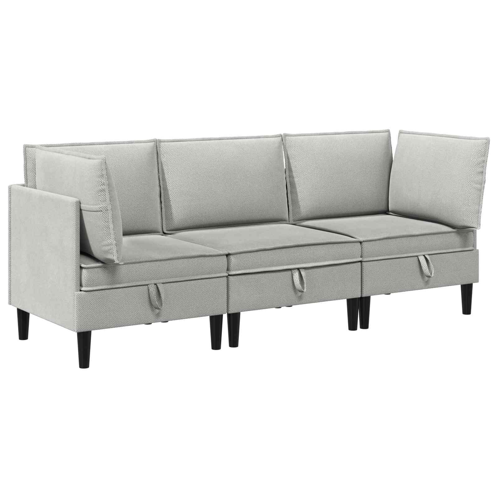Set namještaja za dnevni boravak 3 pcs Svjetlosiva Tkanina
