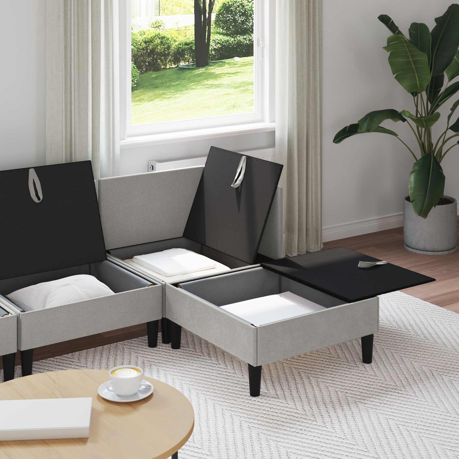 Set namještaja za dnevni boravak 4 pcs Svjetlosiva Tkanina