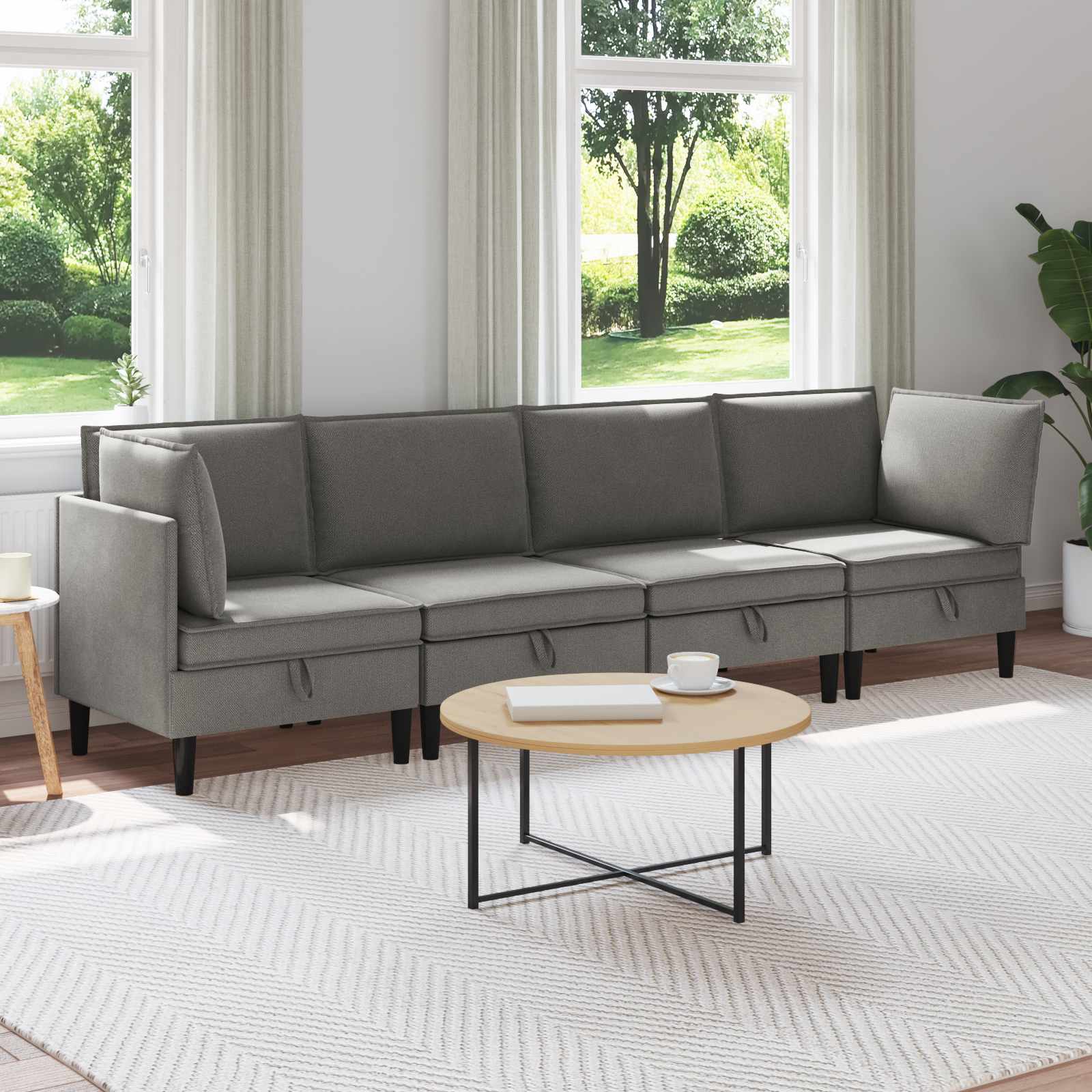 Set namještaja za dnevni boravak 4 pcs Tamnosiva Tkanina