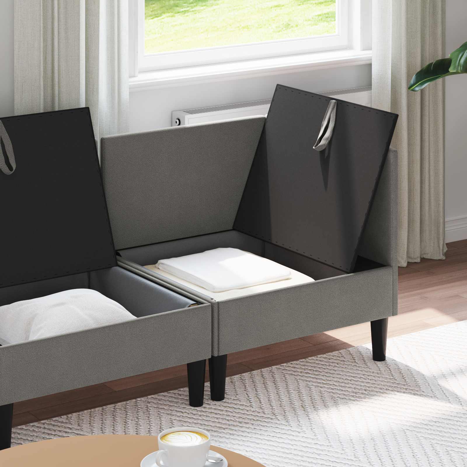 Set namještaja za dnevni boravak 4 pcs Tamnosiva Tkanina