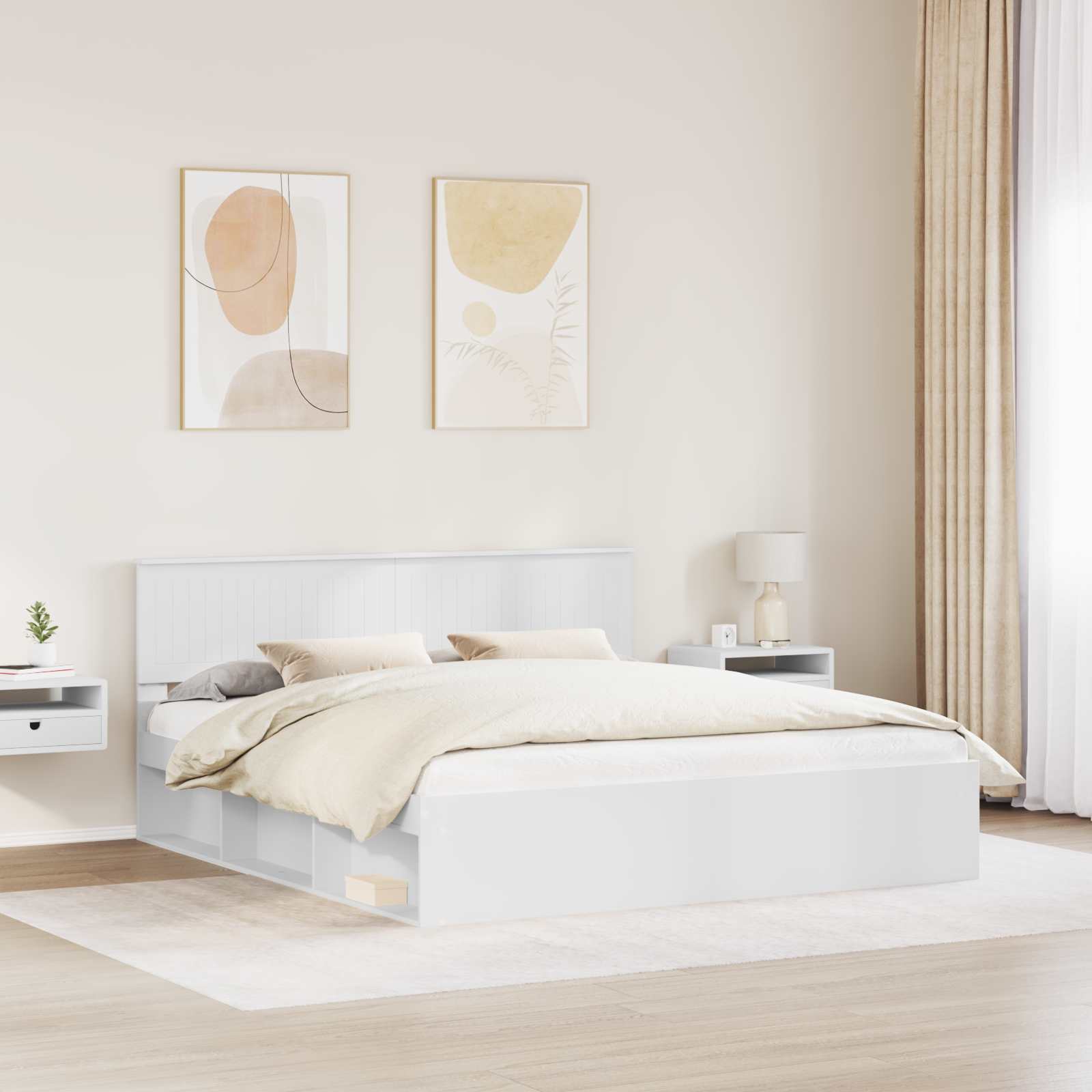 Krevetna konstrukcija Bijelo 180 x 200 cm Čvrsto borovo drvo