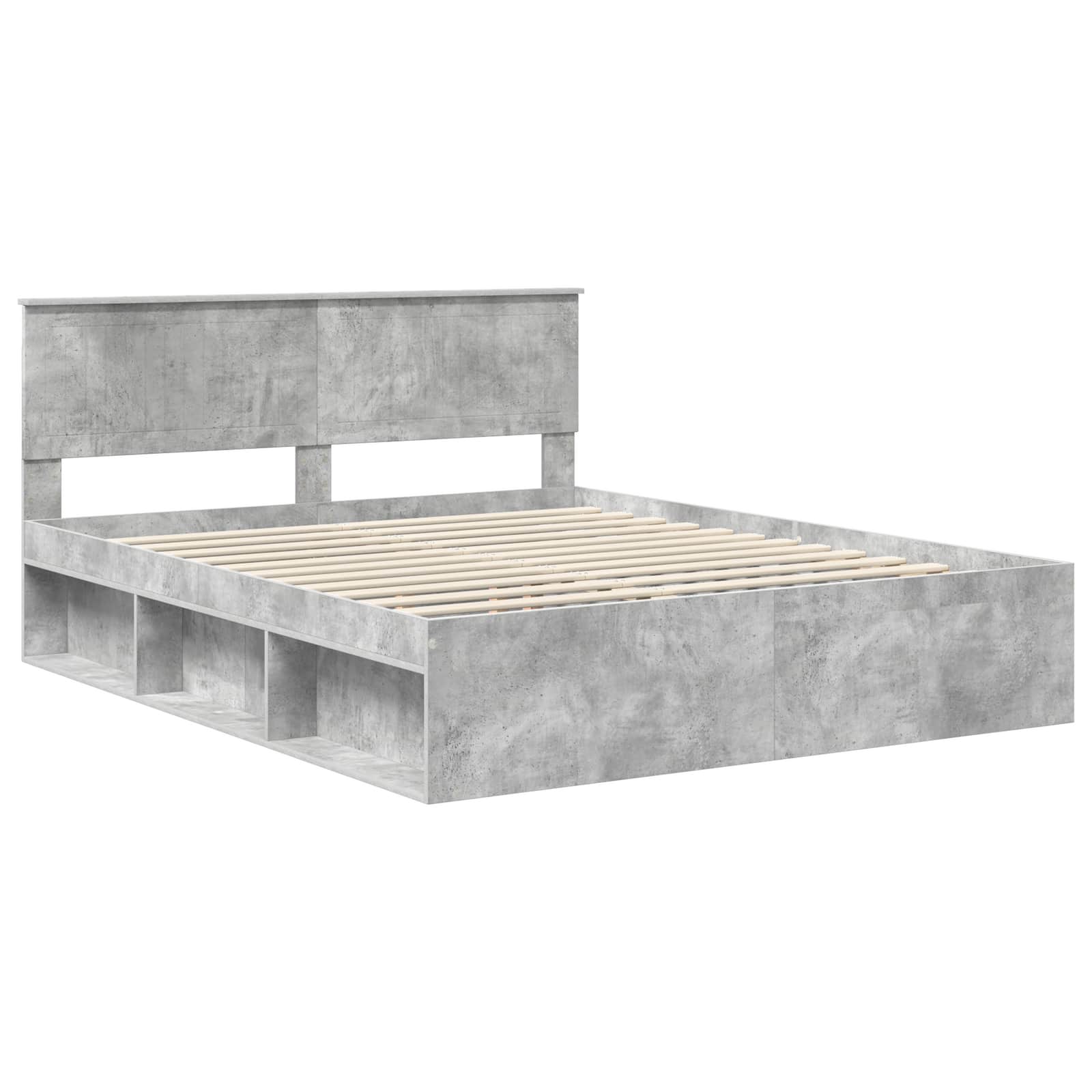 Krevetna konstrukcija Beton 160 x 200 cm Čvrsto borovo drvo