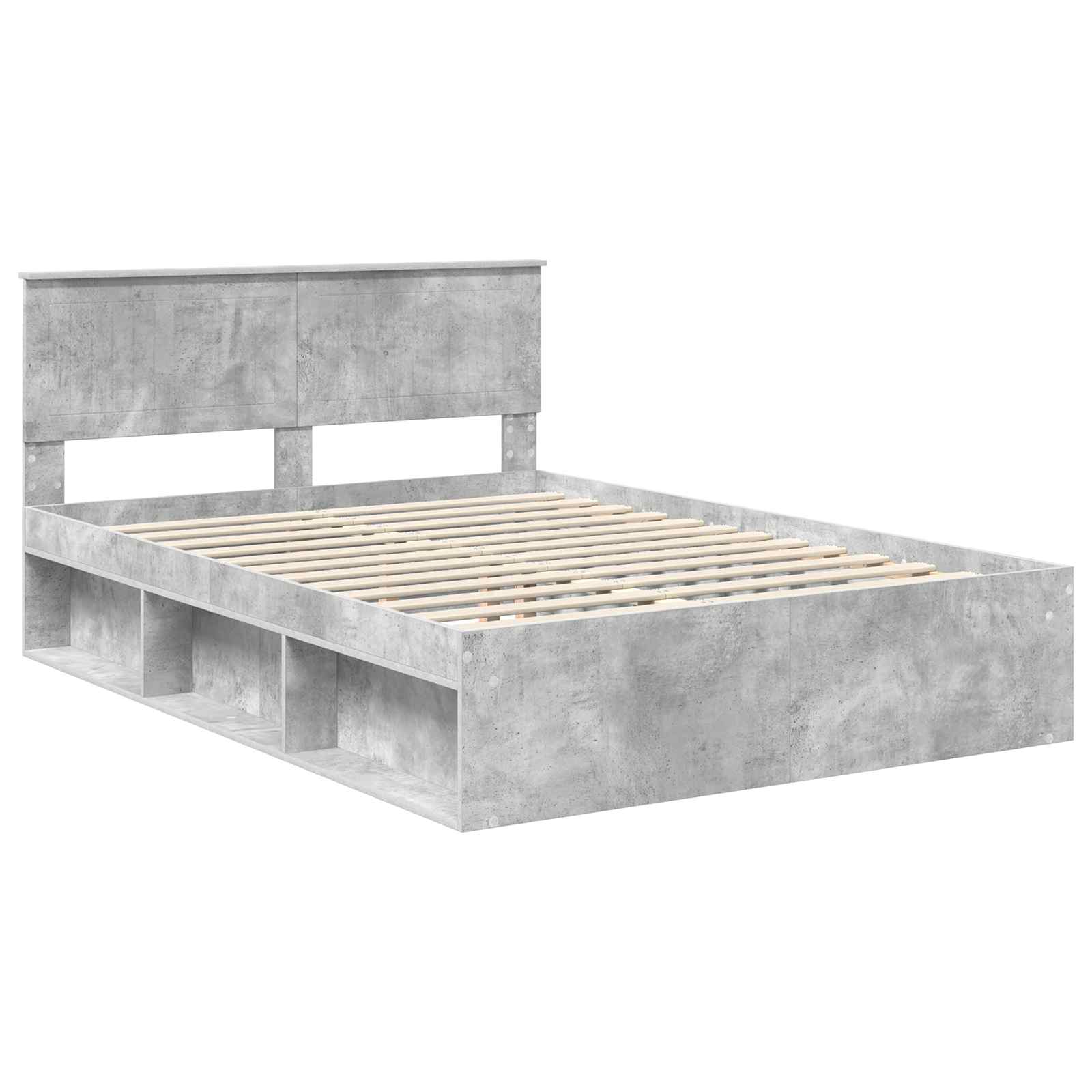 Krevetna konstrukcija Beton 140 x 190 cm Čvrsto borovo drvo