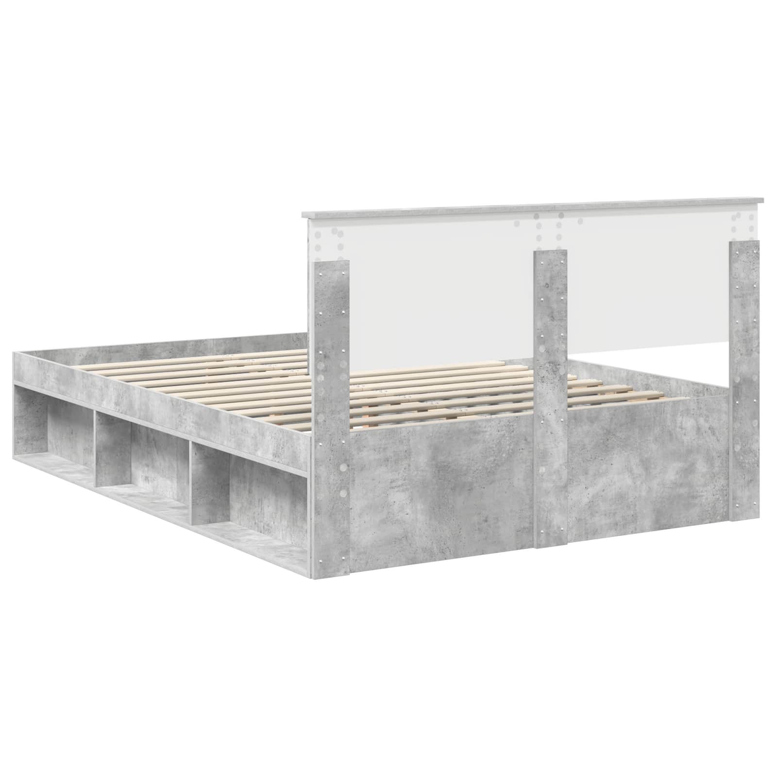 Krevetna konstrukcija Beton 140 x 190 cm Čvrsto borovo drvo