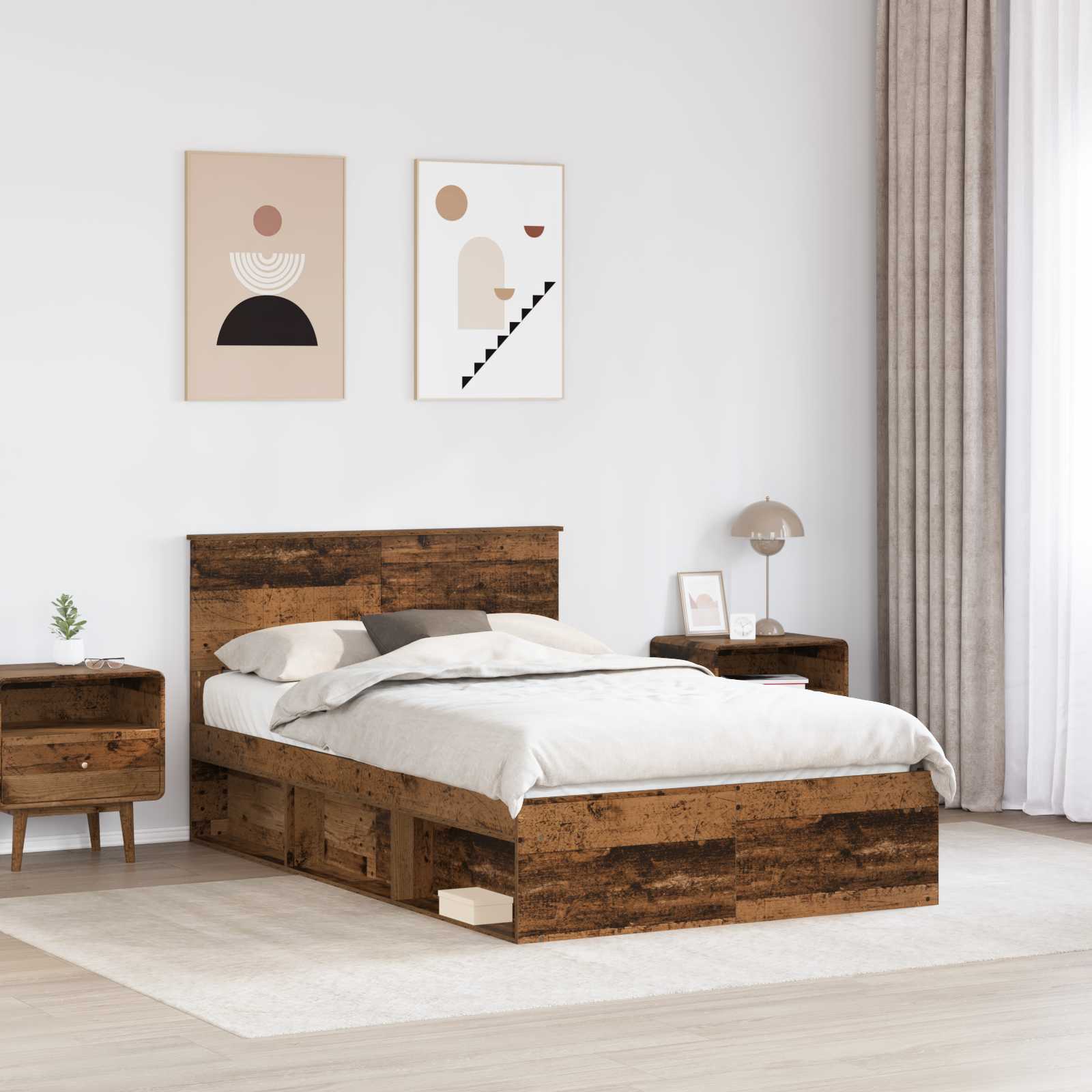 Krevetna konstrukcija s uzglavljem Staro drvo 120 x 190 cm