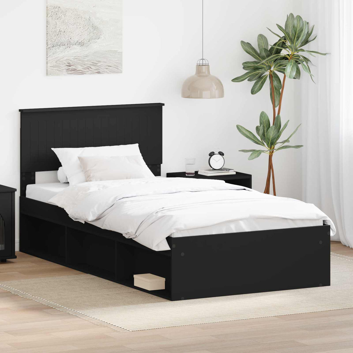 Krevetna konstrukcija Crna 100 x 200 cm Čvrsto borovo drvo