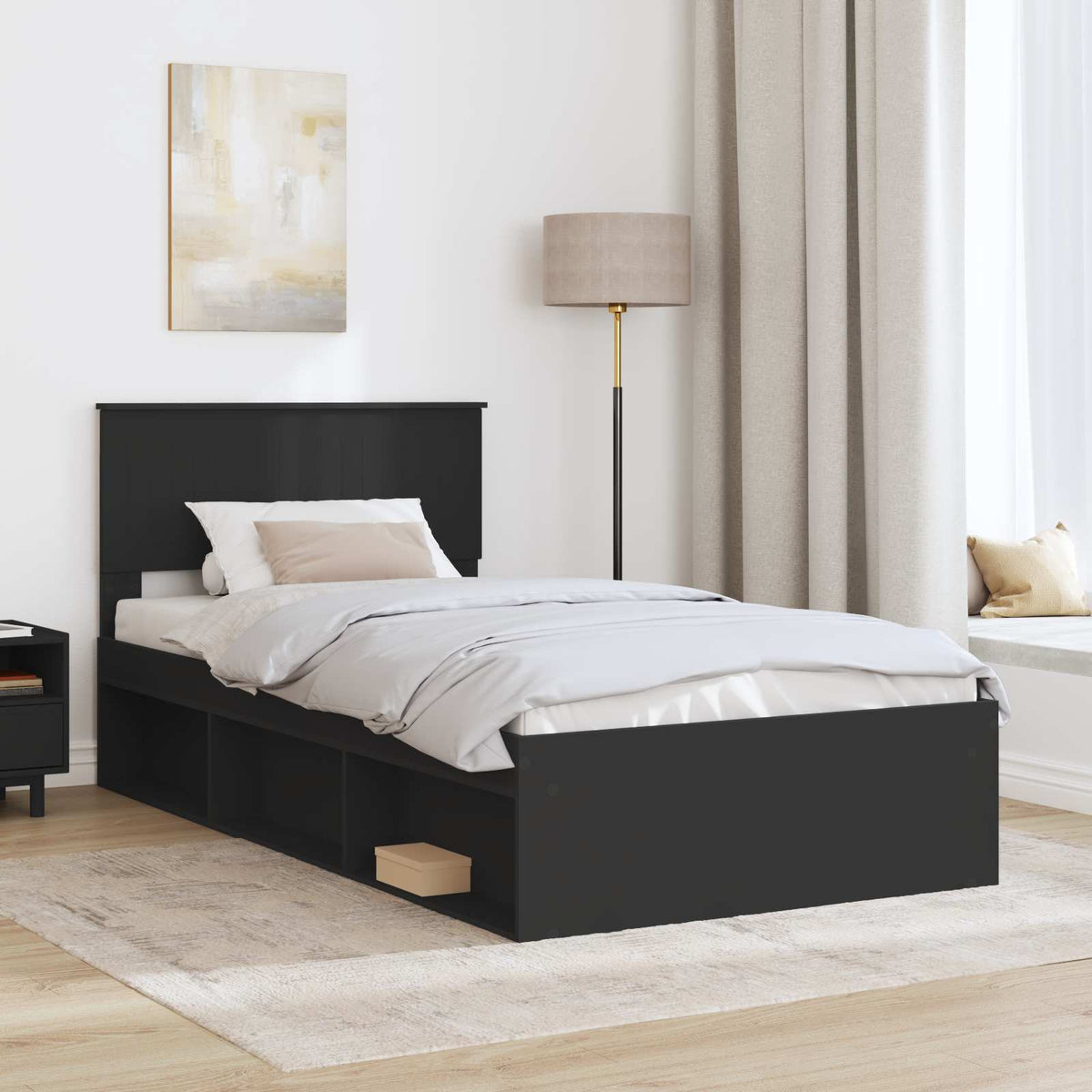 Krevetna konstrukcija Crna 100 x 200 cm Čvrsto borovo drvo