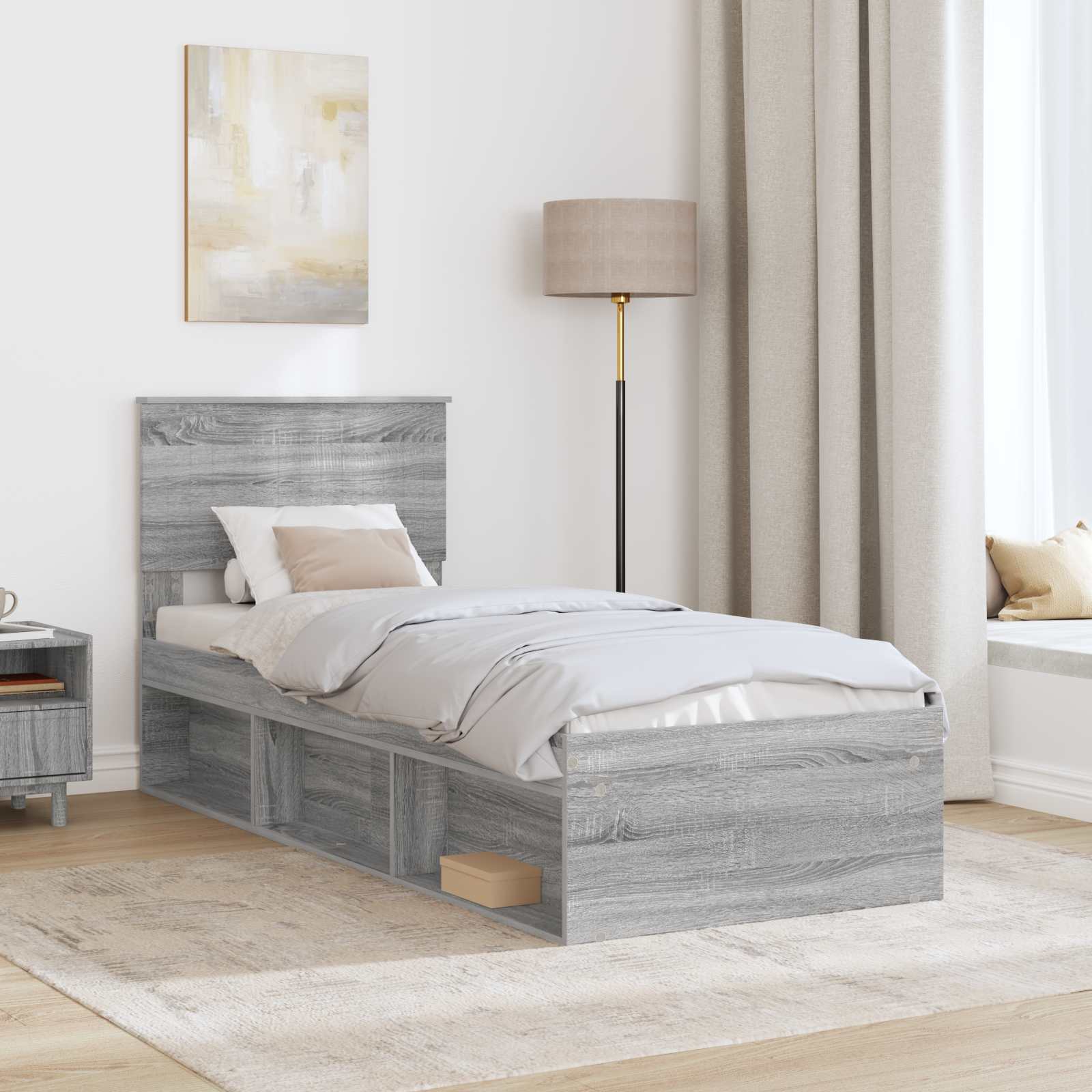 Krevetna konstrukcija s uzglavljem Siva Sonoma 75 x 190 cm