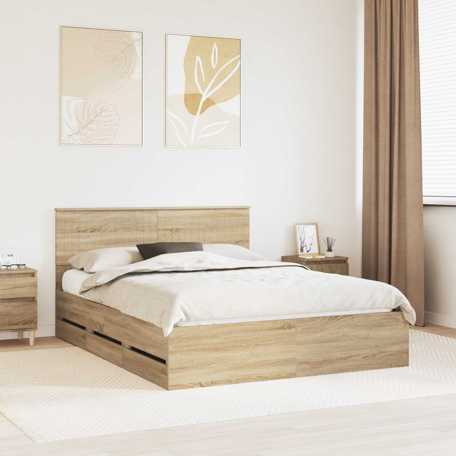 Krevetna konstrukcija s ladicama Sonoma hrast 150 x 200 cm