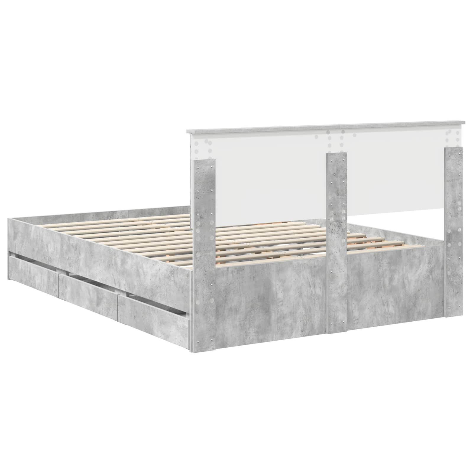 Krevetna konstrukcija s ladicama Betonski sivi 135 x 190 cm