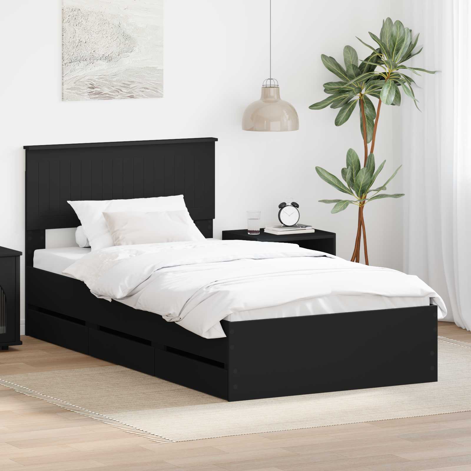 Krevetna konstrukcija Crna 100 x 200 cm Inženjersko Drvo