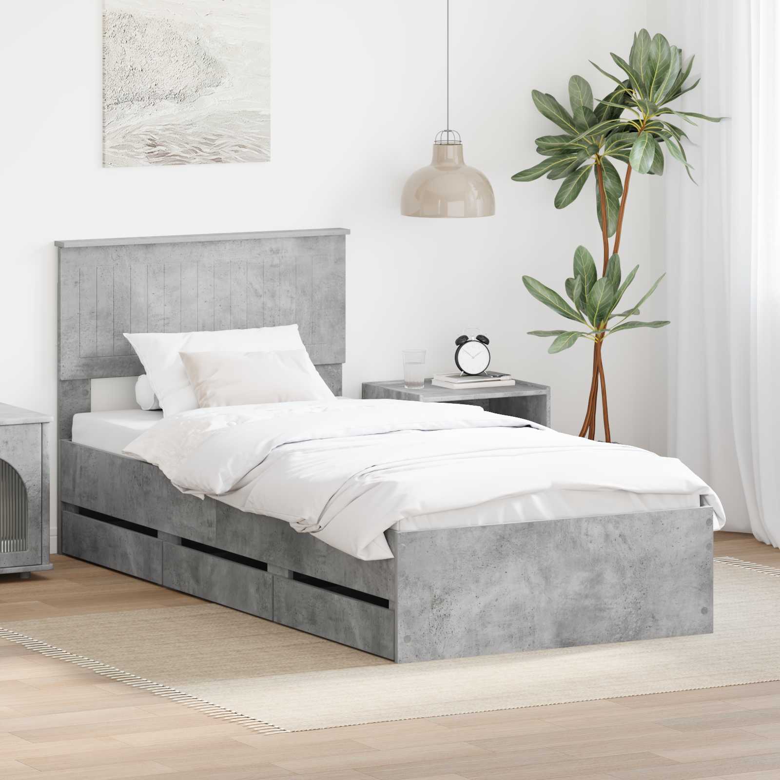 Krevetna konstrukcija s ladicama Betonski sivi 90 x 190 cm