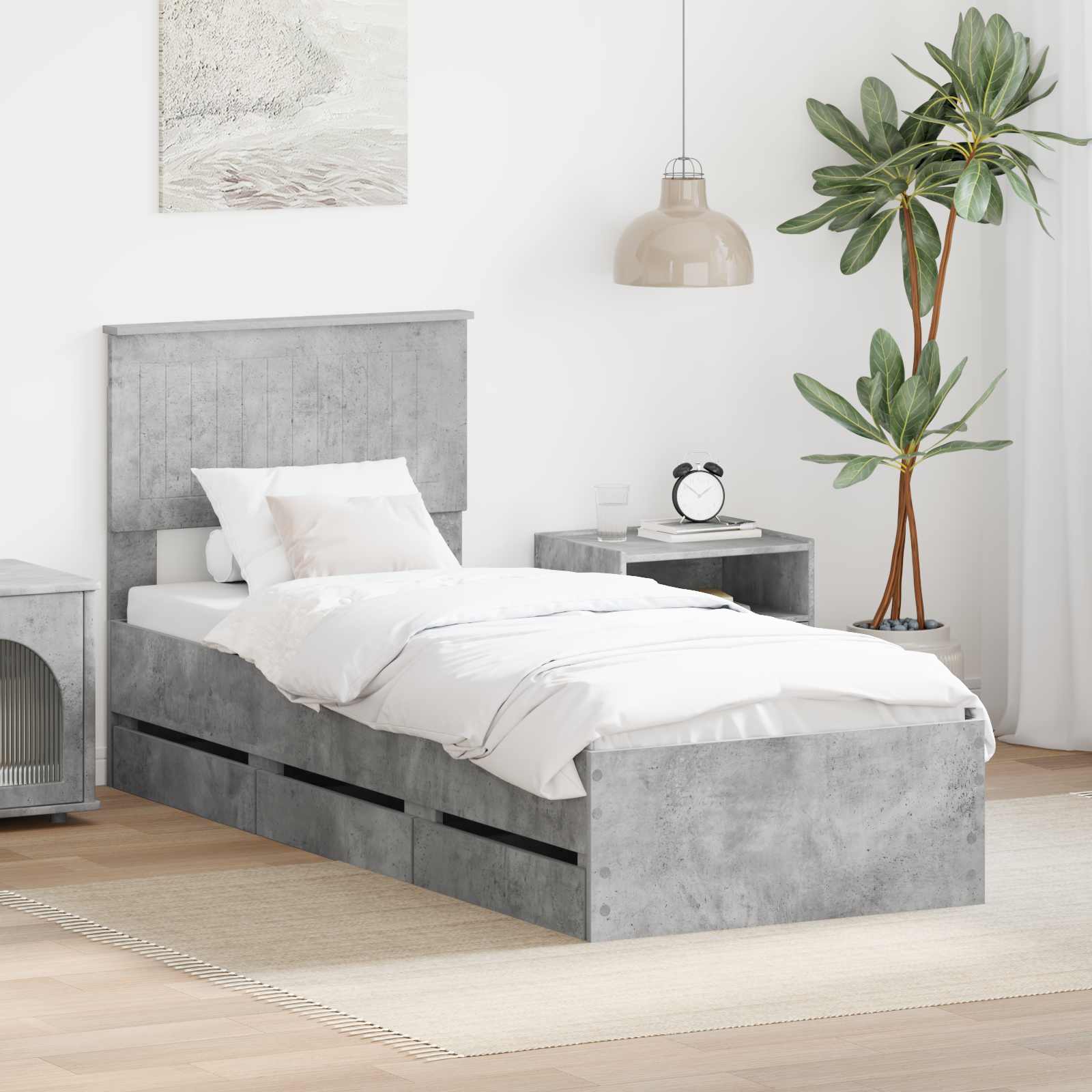 Krevetna konstrukcija s ladicama Betonski sivi 75 x 190 cm