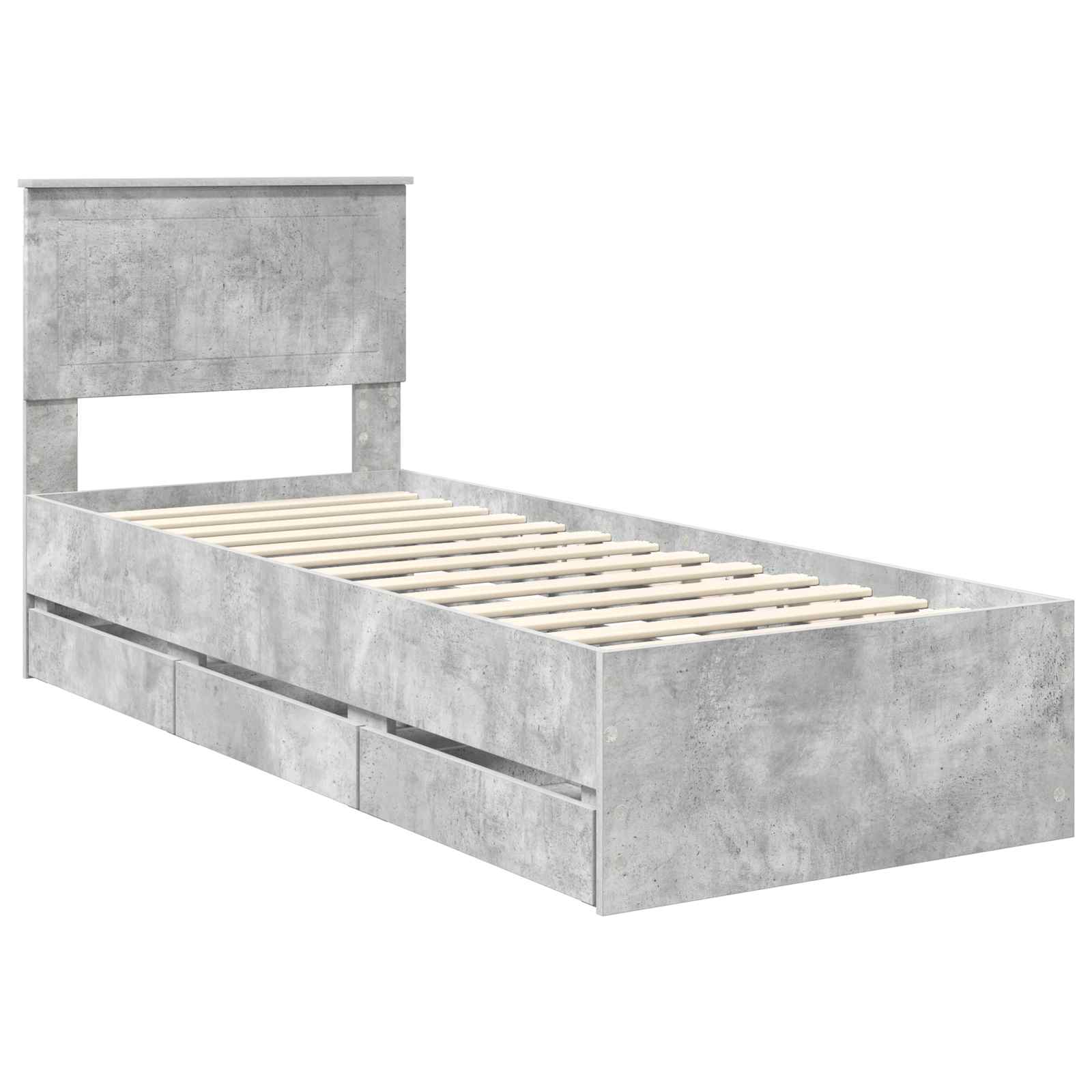 Krevetna konstrukcija s ladicama Betonski sivi 75 x 190 cm