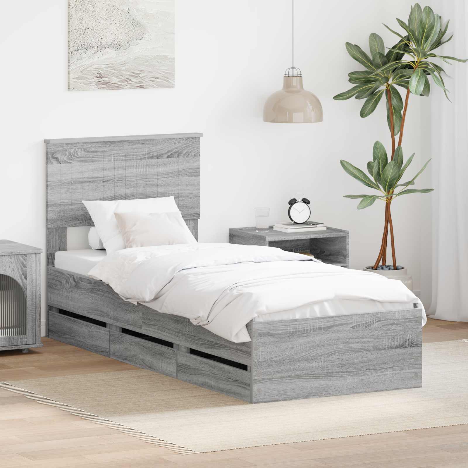 Krevetna konstrukcija Siva Sonoma 75 x 190 cm Inženjersko Drvo