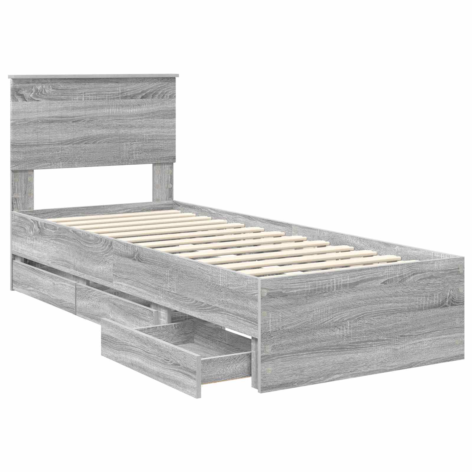 Krevetna konstrukcija Siva Sonoma 75 x 190 cm Inženjersko Drvo