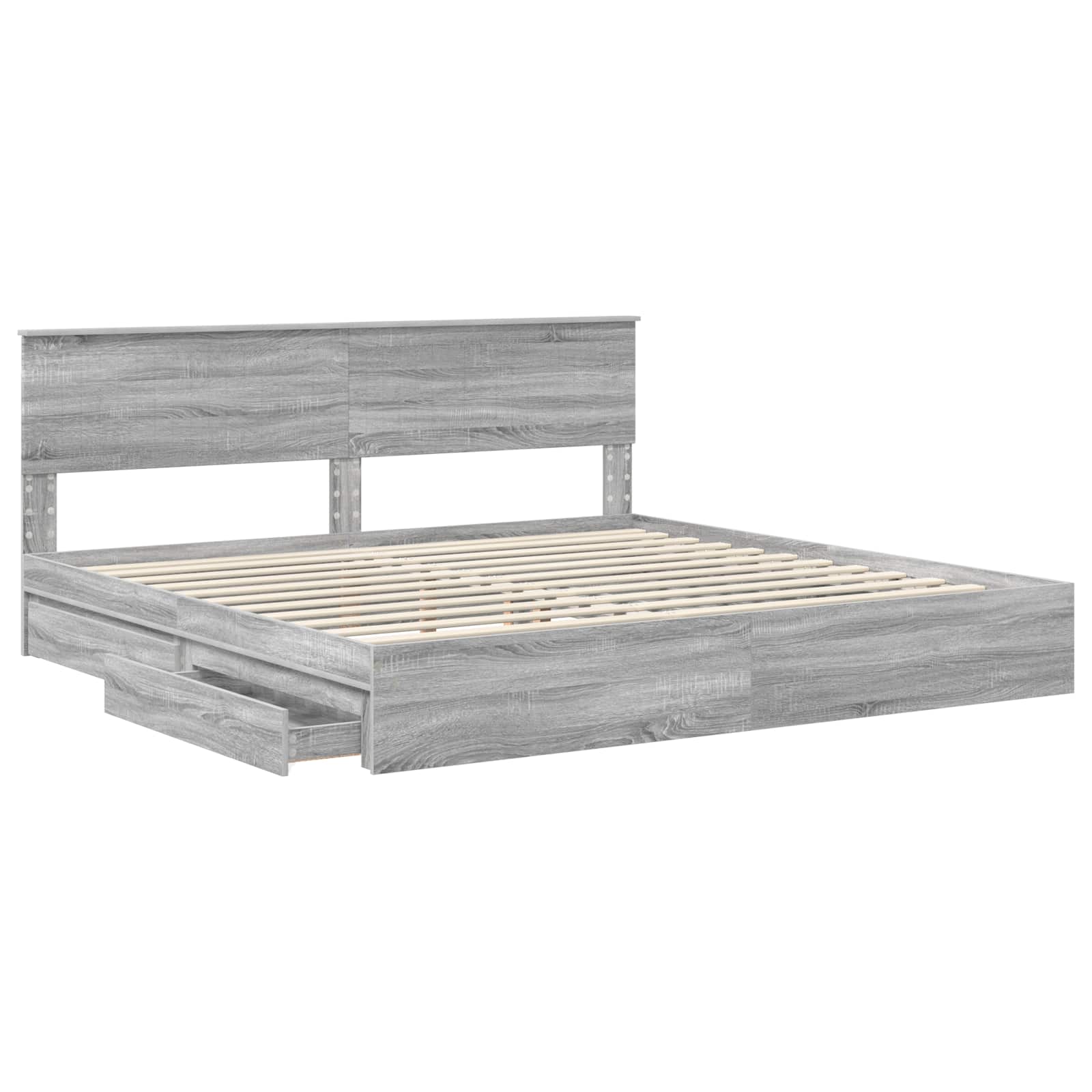 Krevet s od storage Siva Sonoma 200 x 200 cm Konstruirano drvo