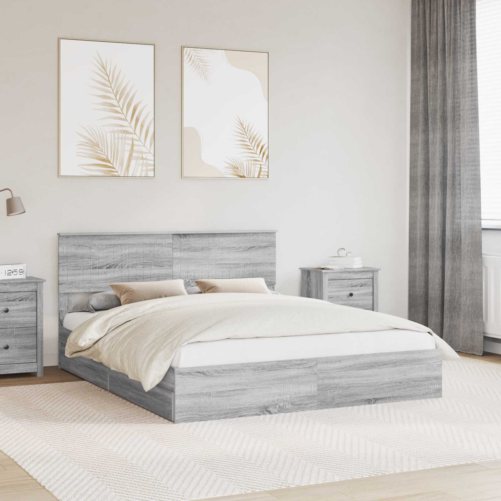 Krevet s od storage Siva Sonoma 160 x 200 cm Konstruirano drvo