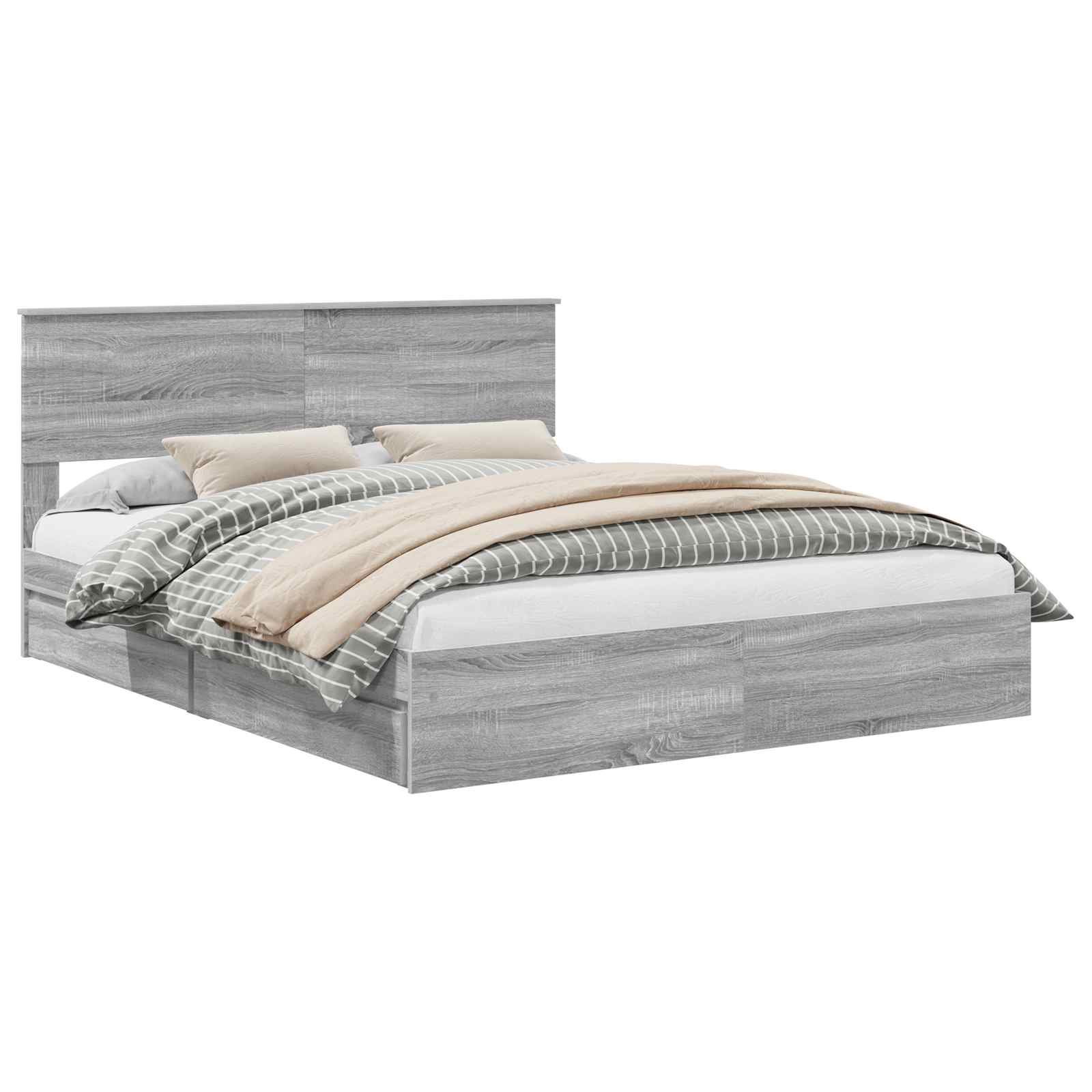 Krevet s od storage Siva Sonoma 160 x 200 cm Konstruirano drvo