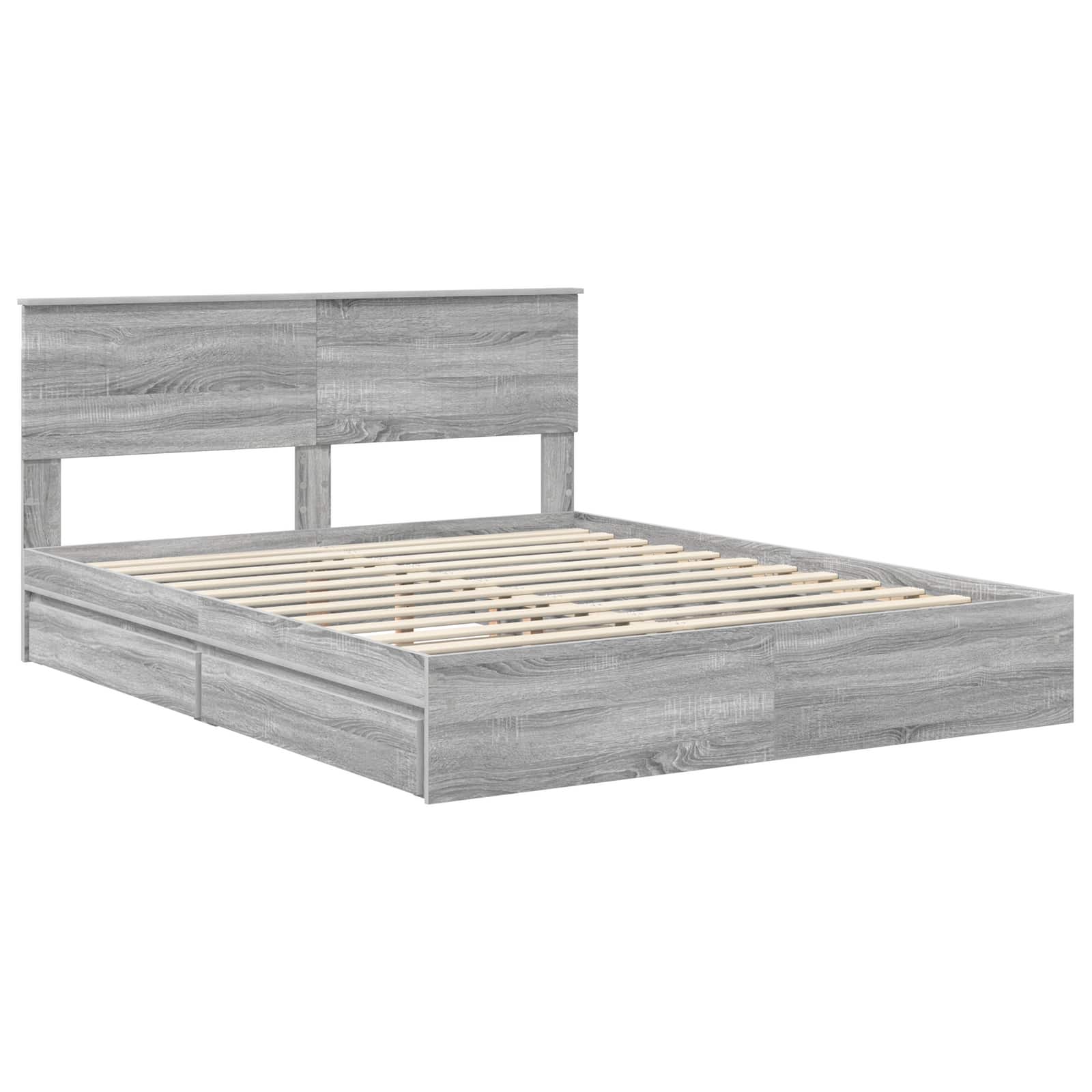 Krevet s od storage Siva Sonoma 160 x 200 cm Konstruirano drvo
