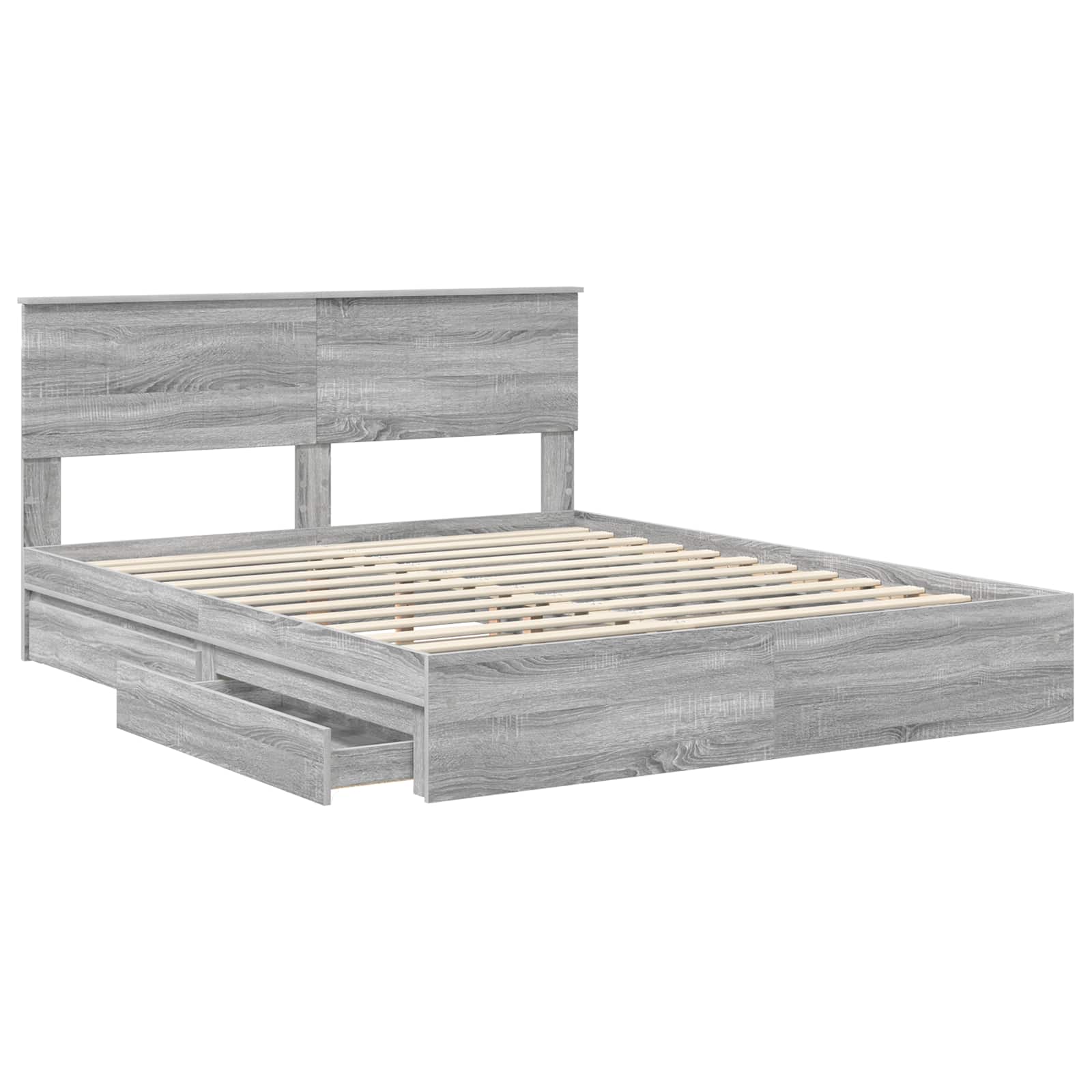 Krevet s od storage Siva Sonoma 160 x 200 cm Konstruirano drvo