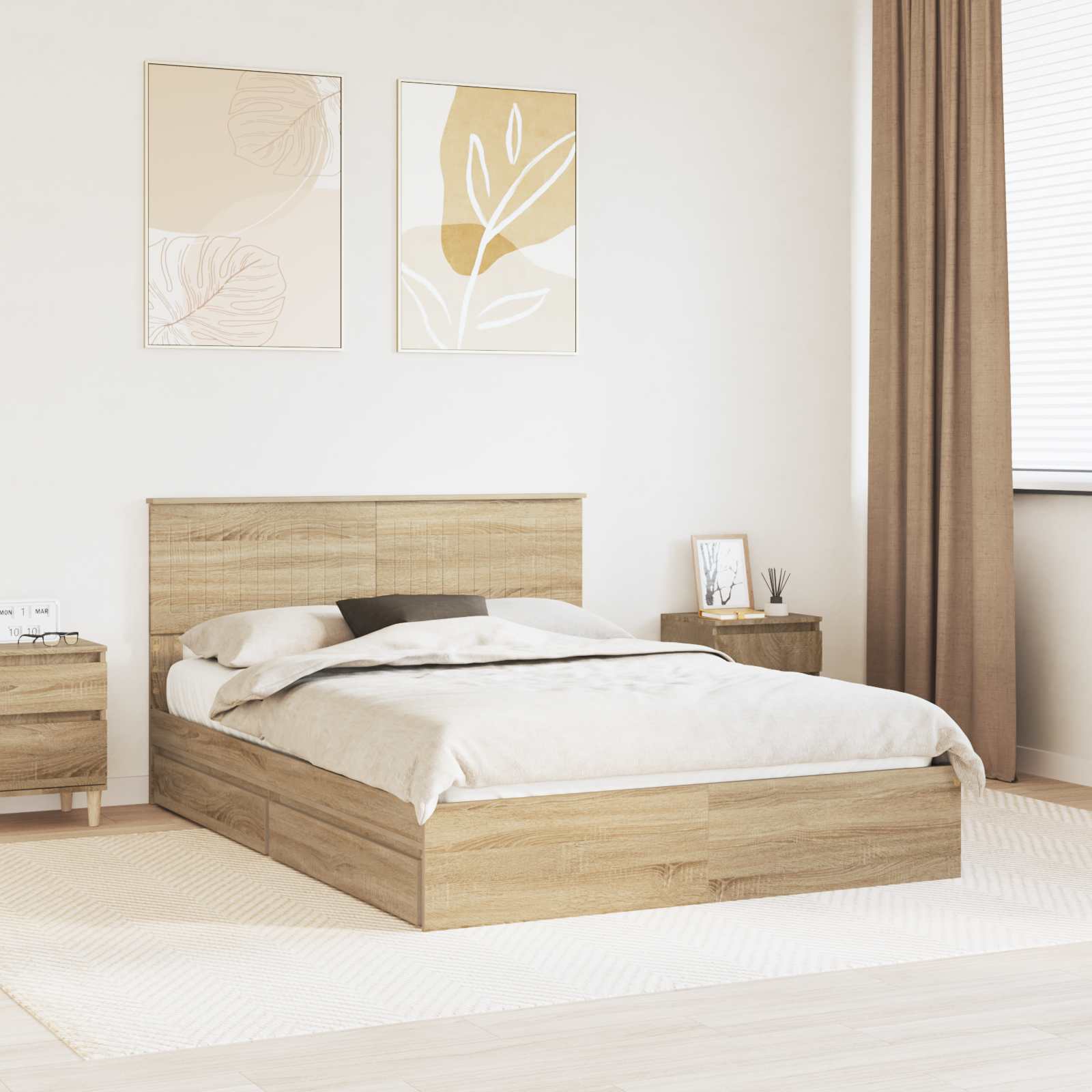 Krevet s od storage Sonoma hrast 140 x 200 cm Konstruirano drvo