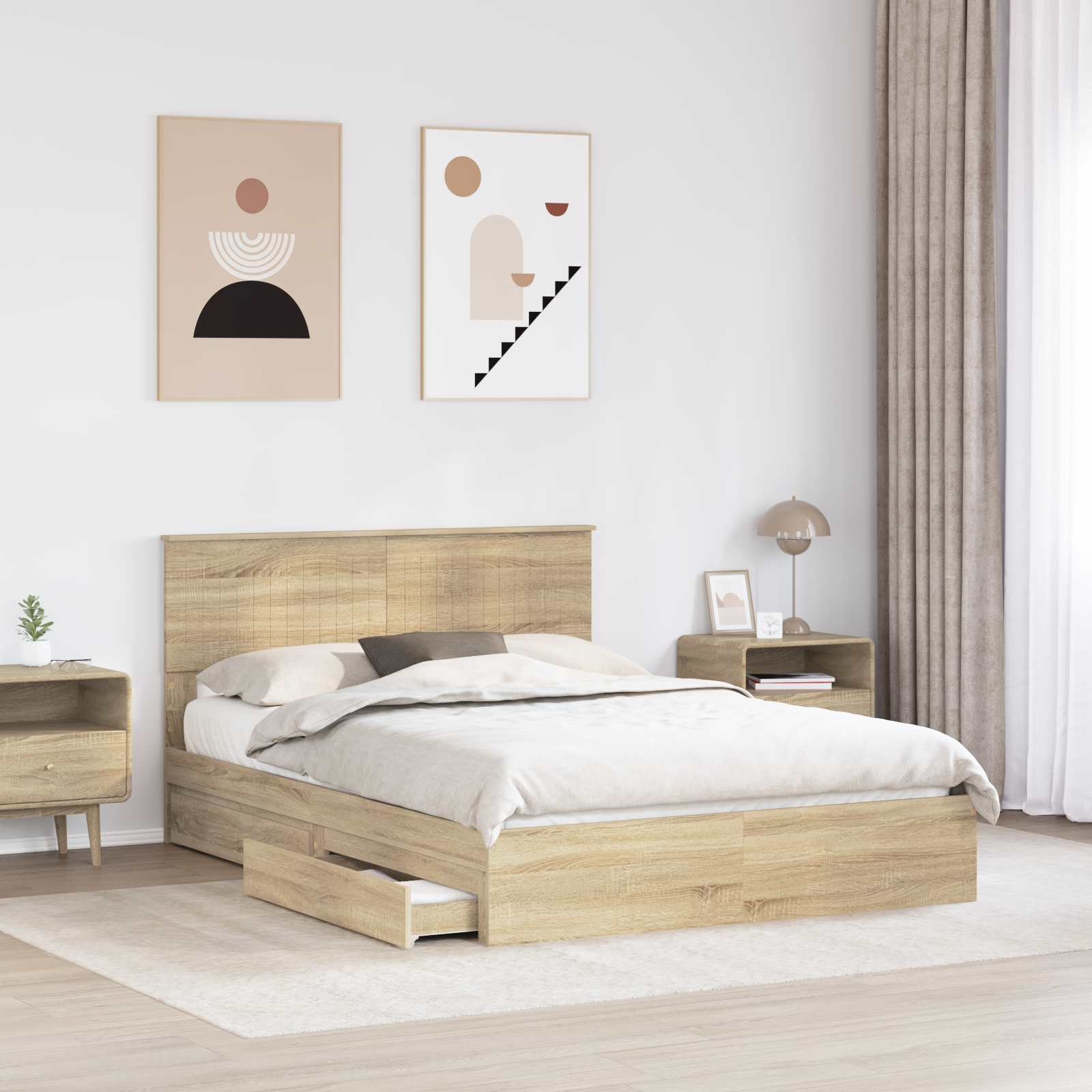 Krevet s od storage Sonoma hrast 140 x 200 cm Konstruirano drvo