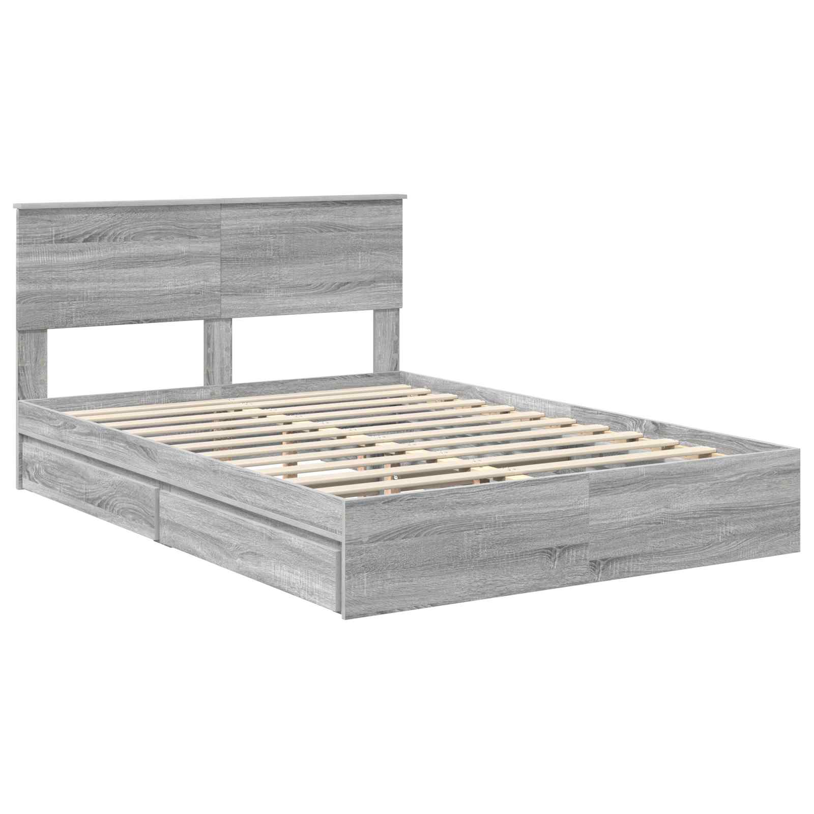 Krevet s od storage Siva Sonoma 140 x 200 cm Konstruirano drvo