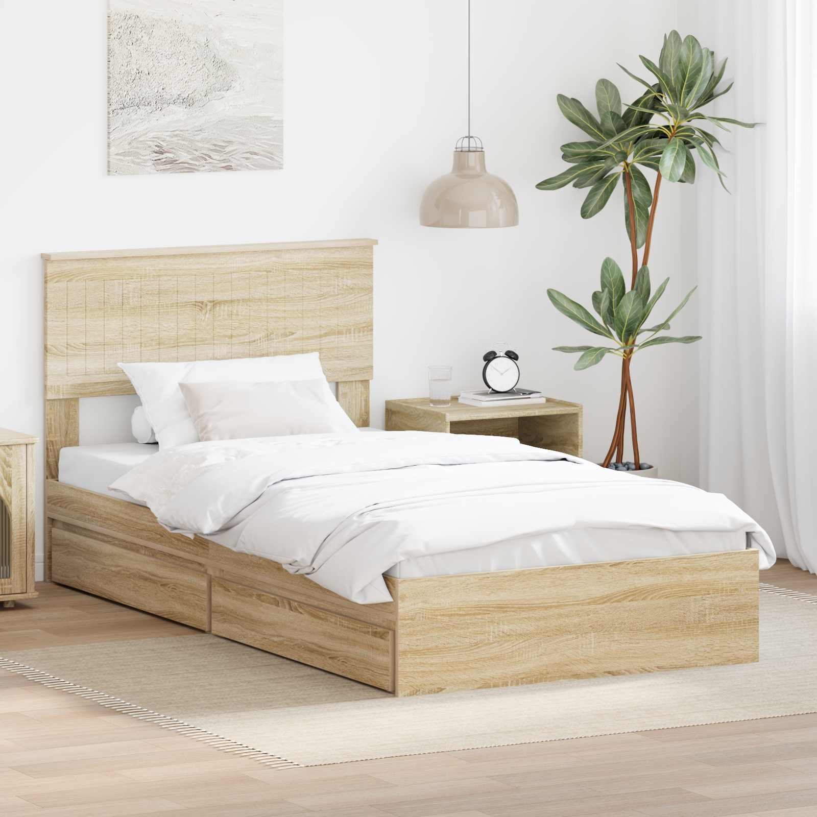 Krevet s od storage Sonoma hrast 100 x 200 cm Konstruirano drvo