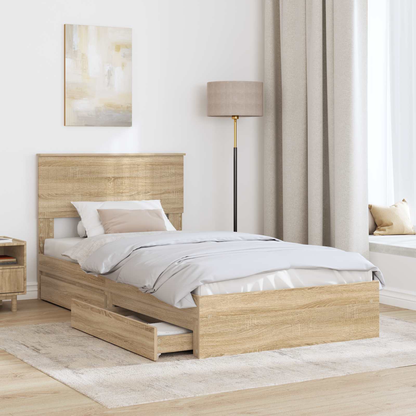 Krevet s od storage Sonoma hrast 100 x 200 cm Konstruirano drvo