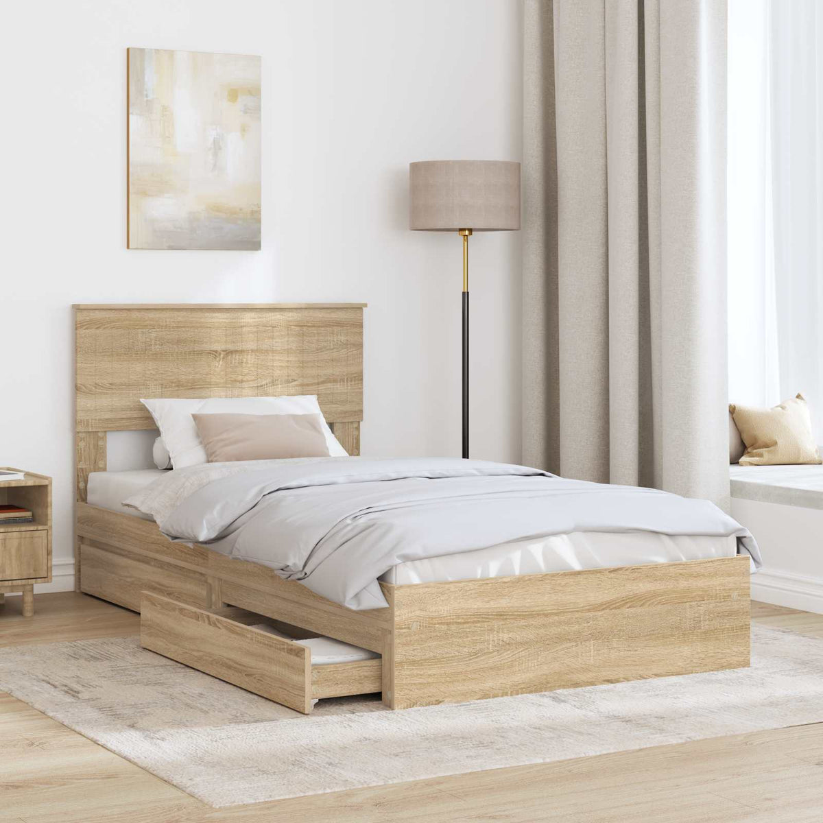 Krevet s od storage Sonoma hrast 100 x 200 cm Konstruirano drvo