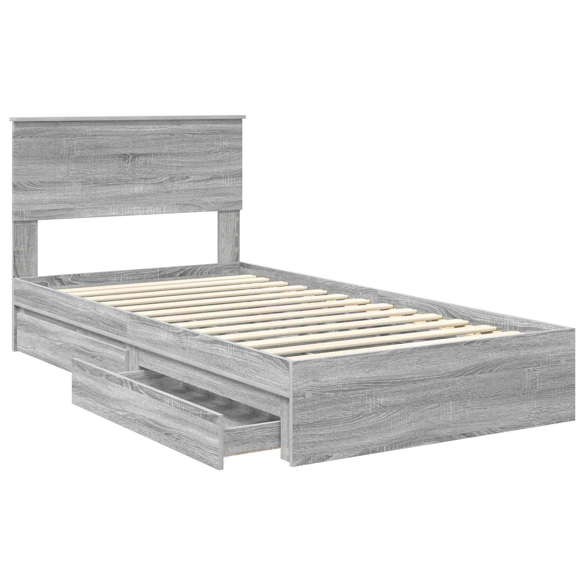 Krevet s od storage Siva Sonoma 100 x 200 cm Konstruirano drvo