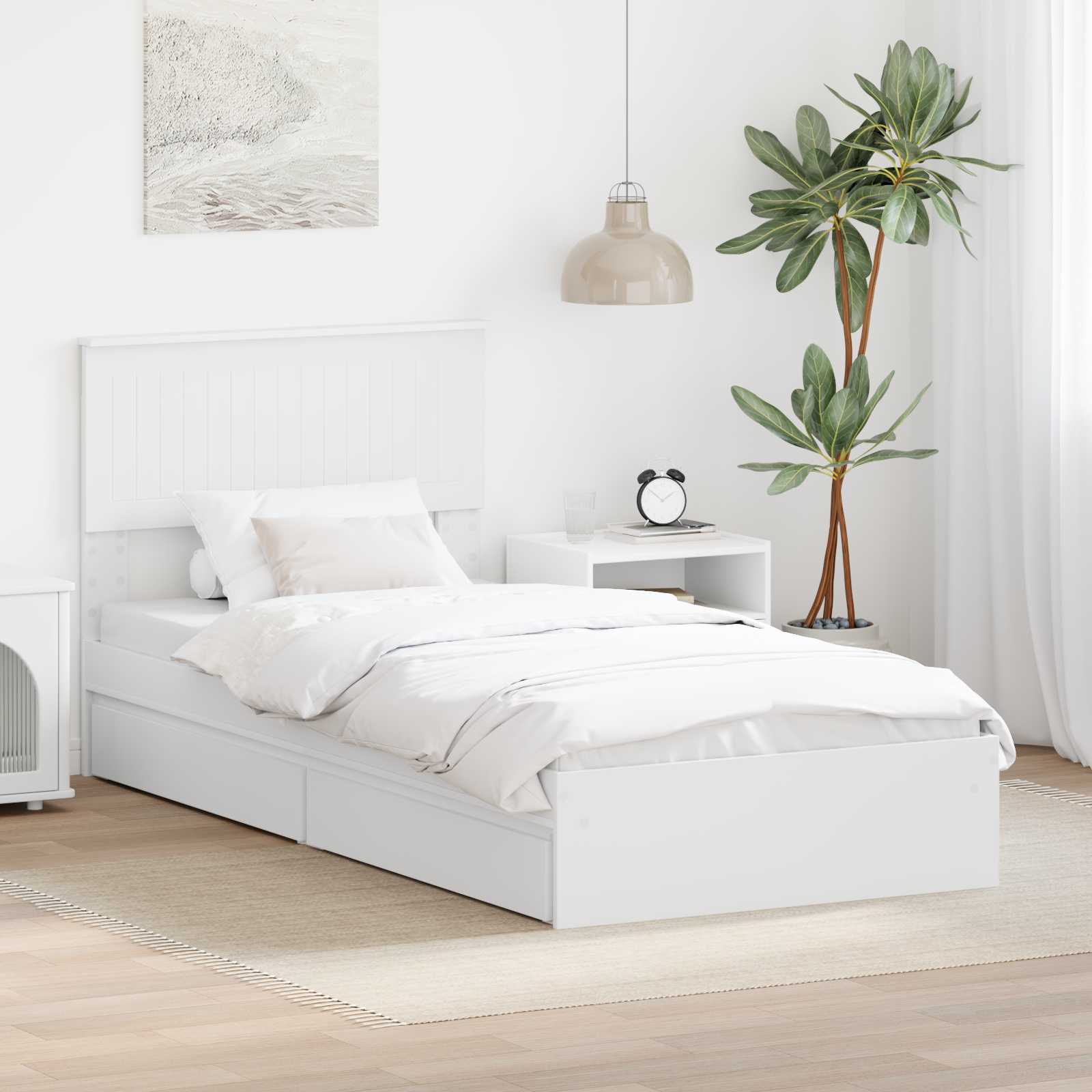 Krevet s od storage Bijelo 90 x 200 cm Konstruirano drvo