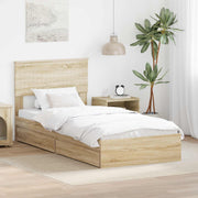Krevet s od storage Sonoma hrast 90 x 190 cm Konstruirano drvo