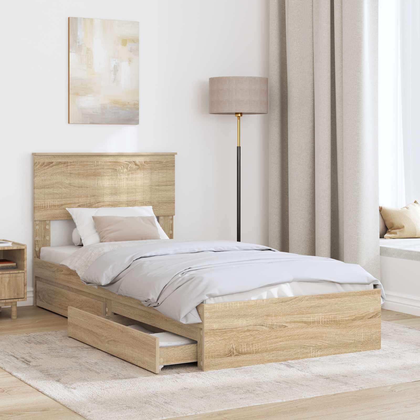 Krevet s od storage Sonoma hrast 90 x 190 cm Konstruirano drvo