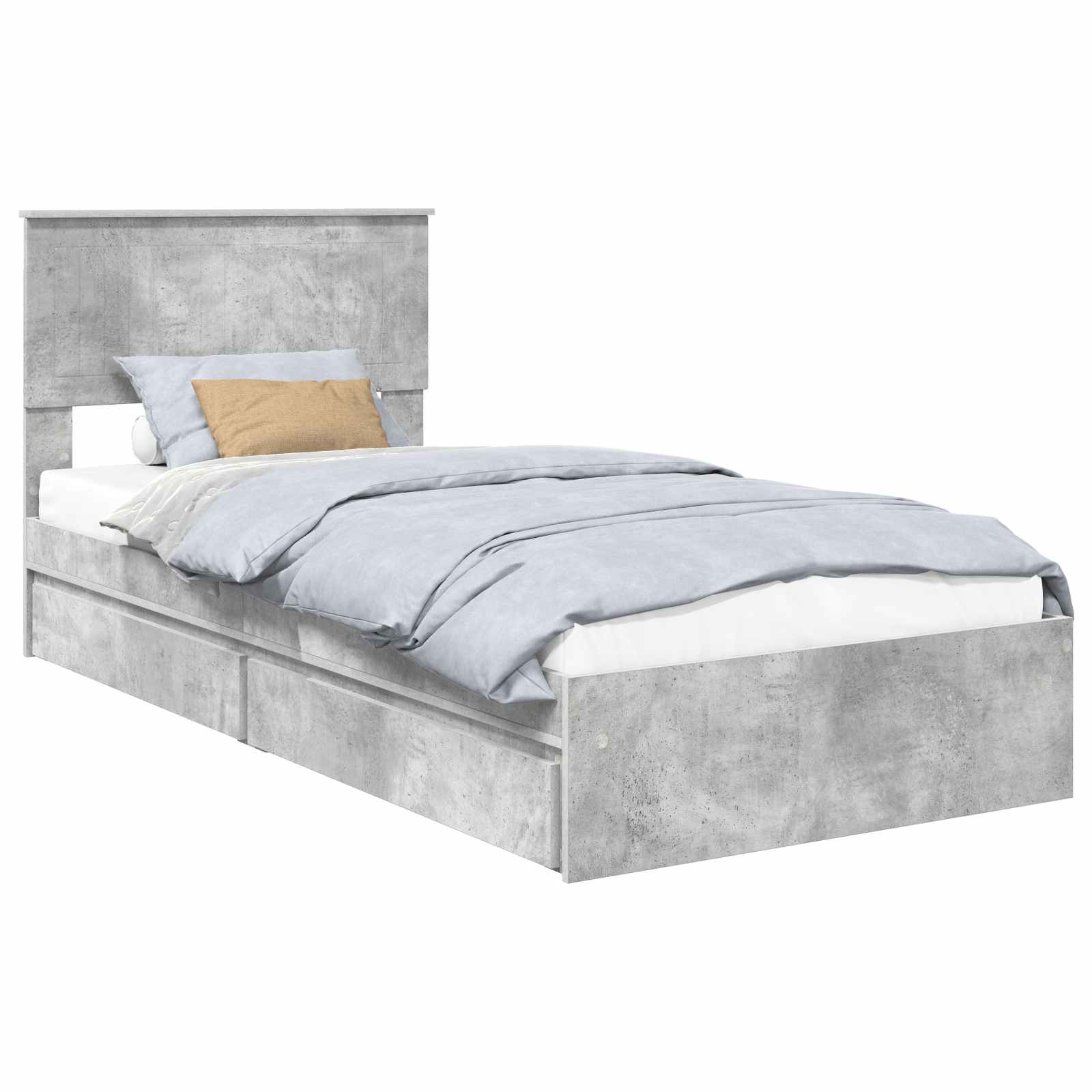 Krevet s od storage Betonski sivi 90 x 190 cm Konstruirano drvo