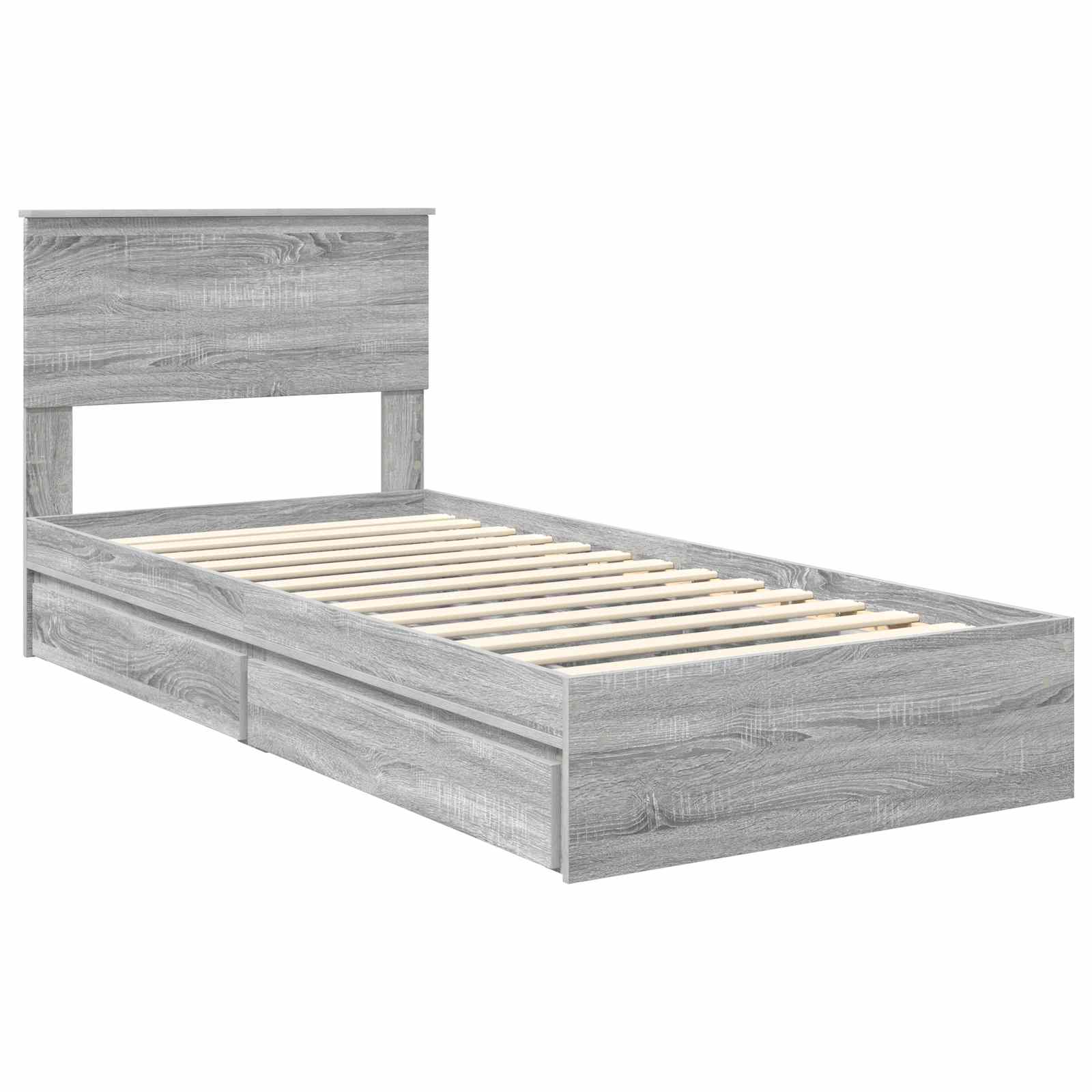 Krevet s od storage Siva Sonoma 90 x 190 cm Konstruirano drvo