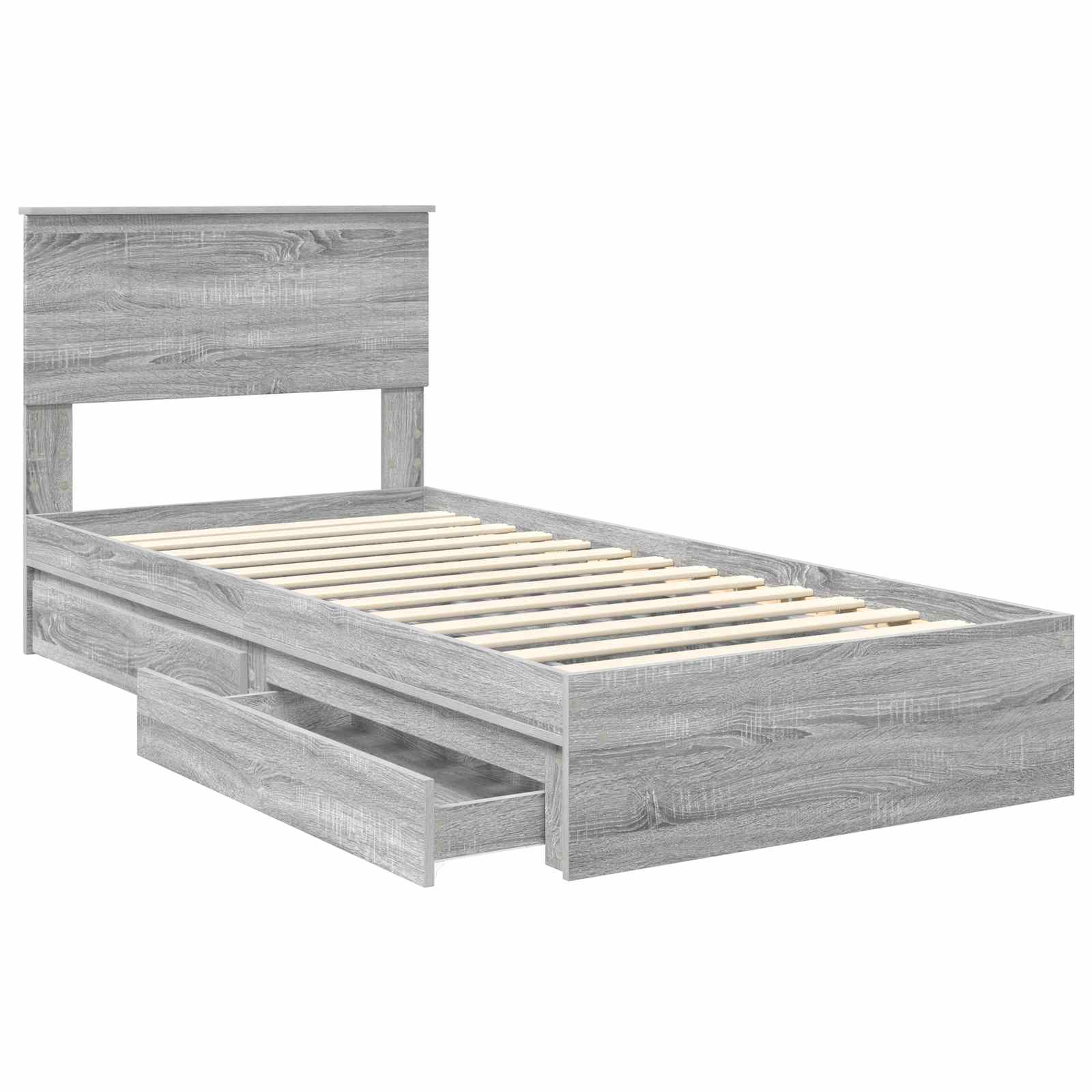 Krevet s od storage Siva Sonoma 90 x 190 cm Konstruirano drvo