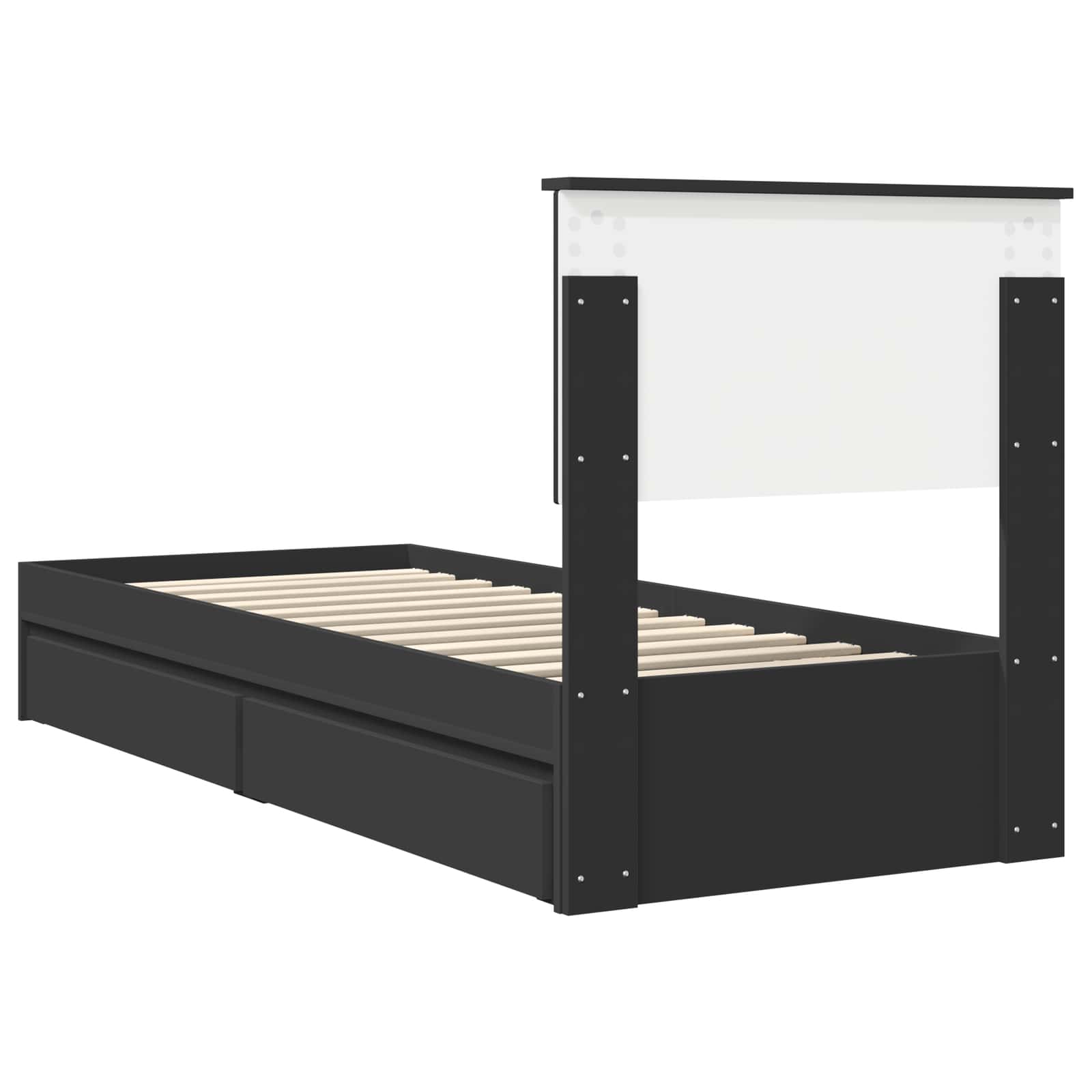 Krevet s od storage Crna 75 x 190 cm Konstruirano drvo