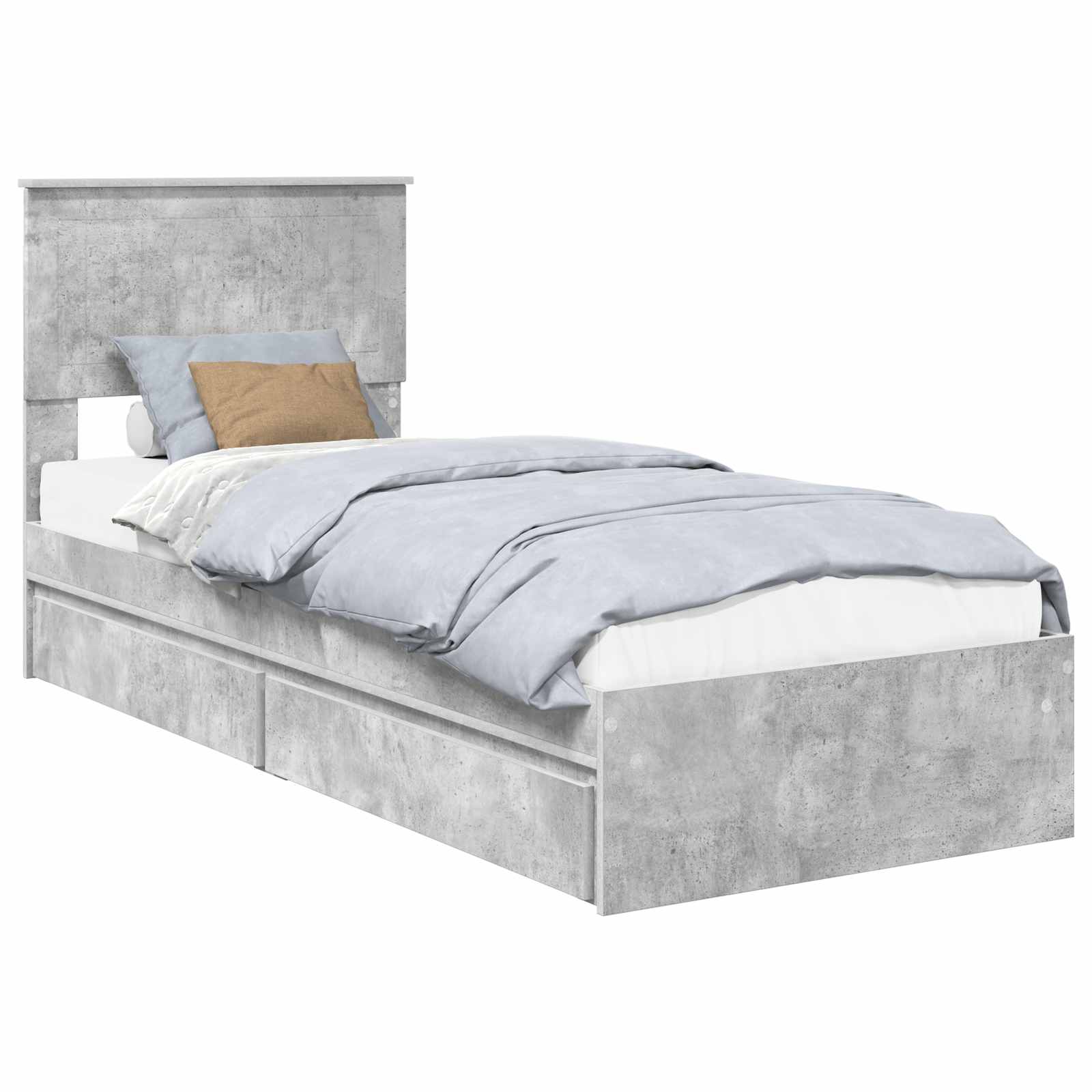 Krevet s od storage Betonski sivi 75 x 190 cm Konstruirano drvo