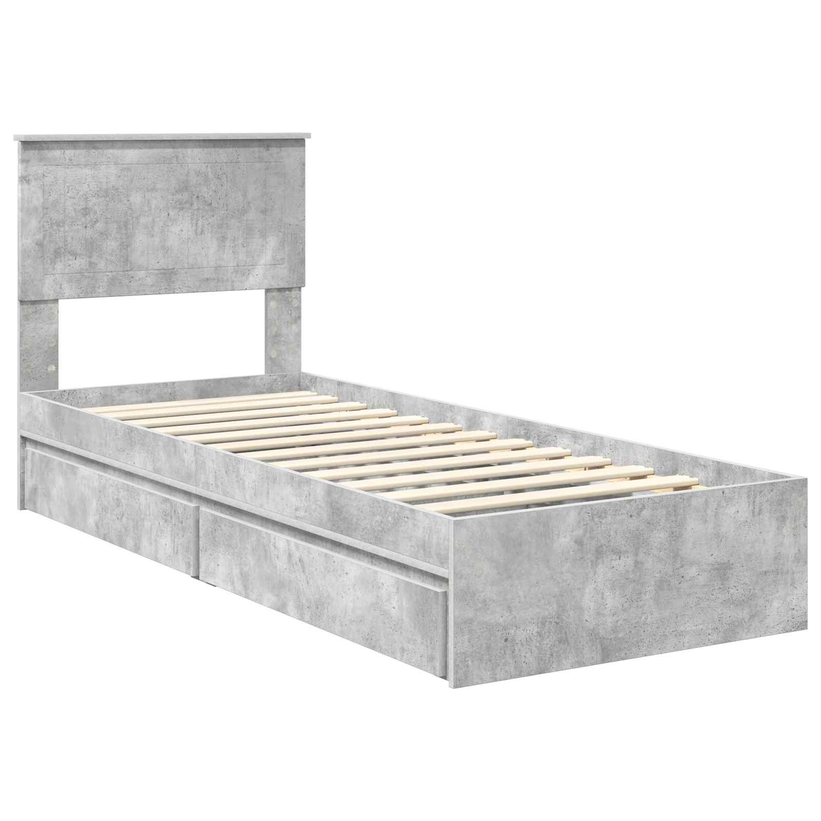 Krevet s od storage Betonski sivi 75 x 190 cm Konstruirano drvo