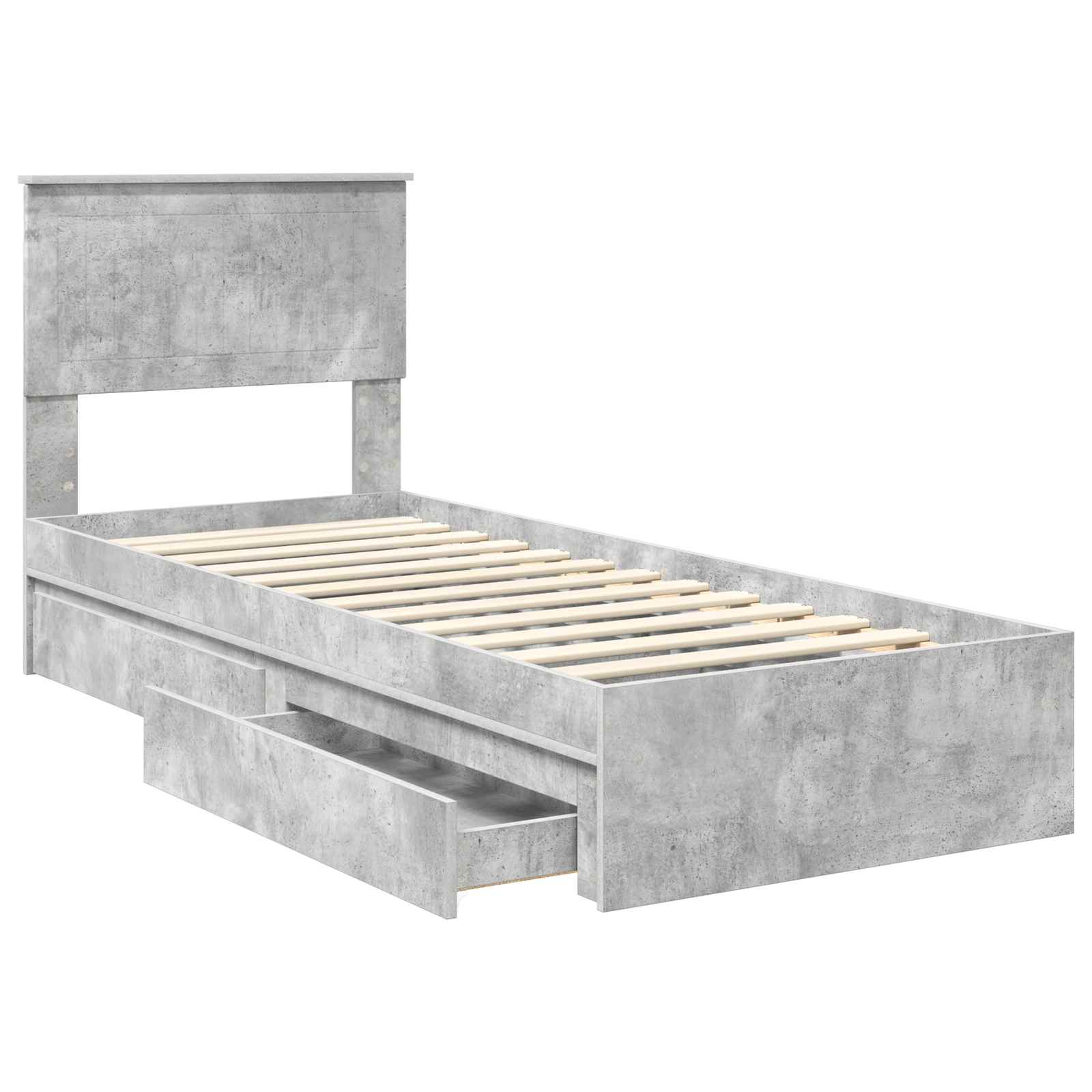 Krevet s od storage Betonski sivi 75 x 190 cm Konstruirano drvo