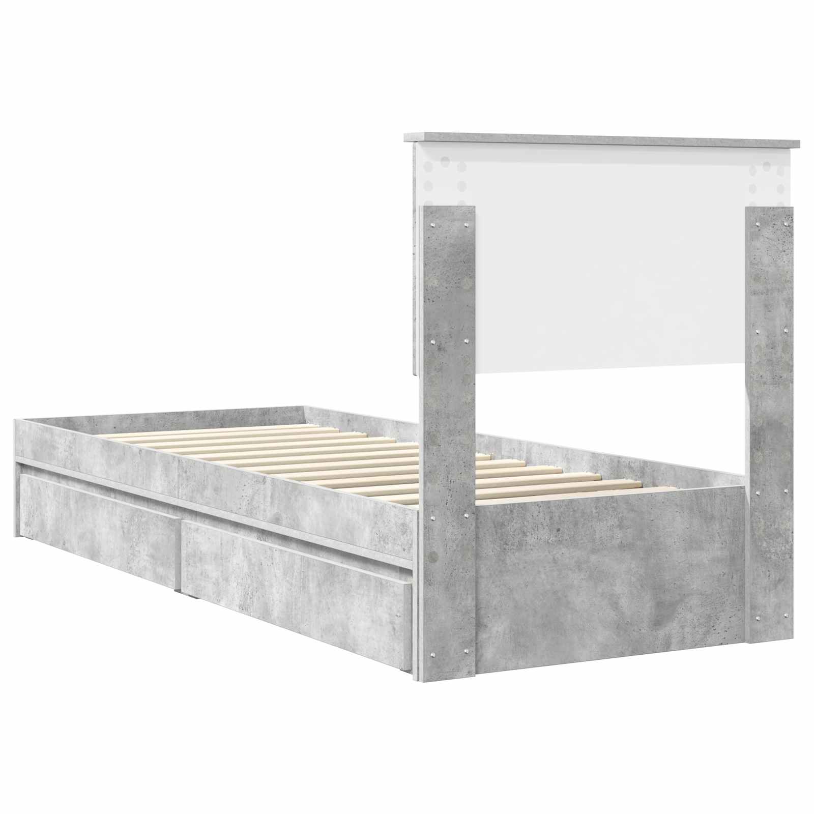 Krevet s od storage Betonski sivi 75 x 190 cm Konstruirano drvo