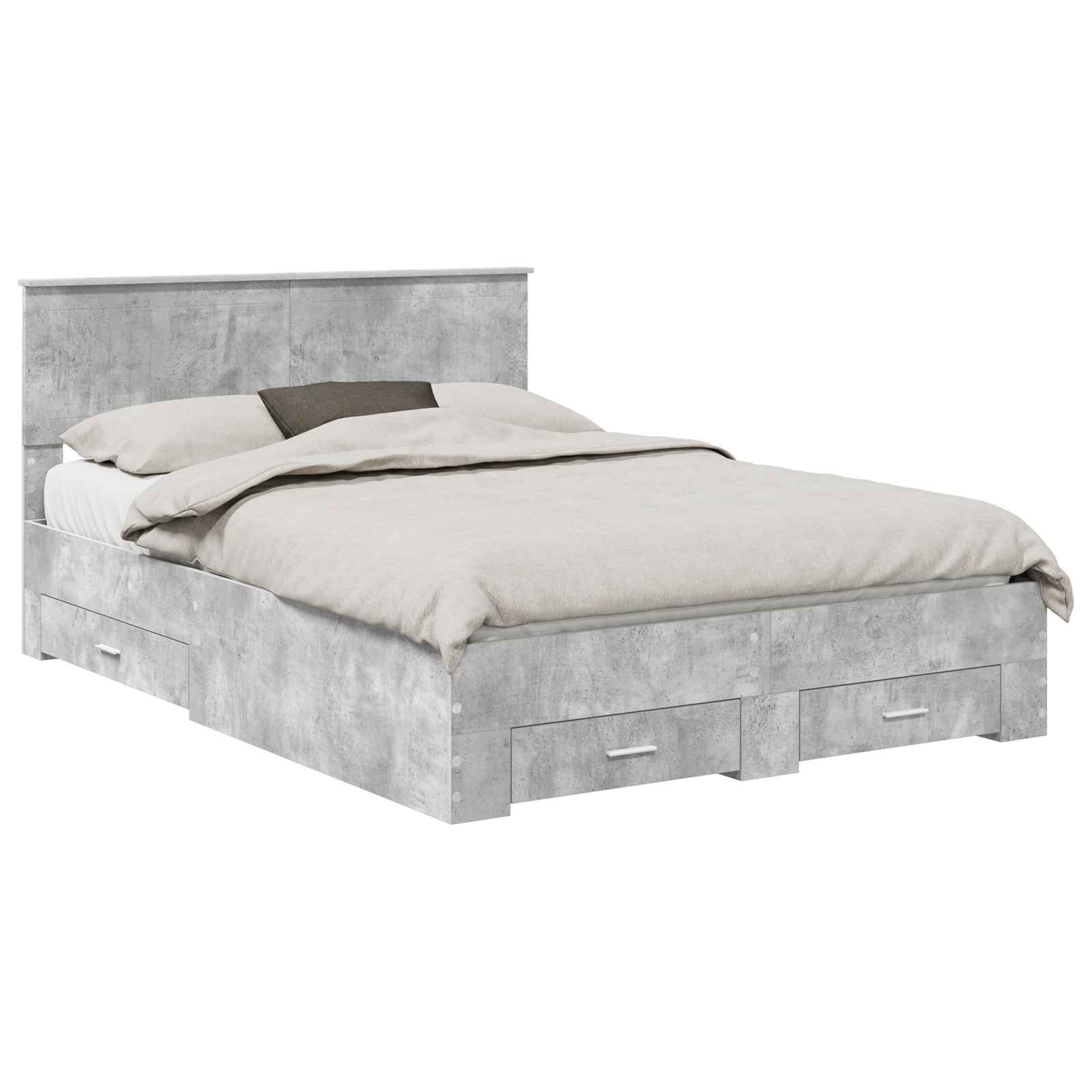 Krevetna konstrukcija s uzglavljem Betonski sivi 135 x 190 cm