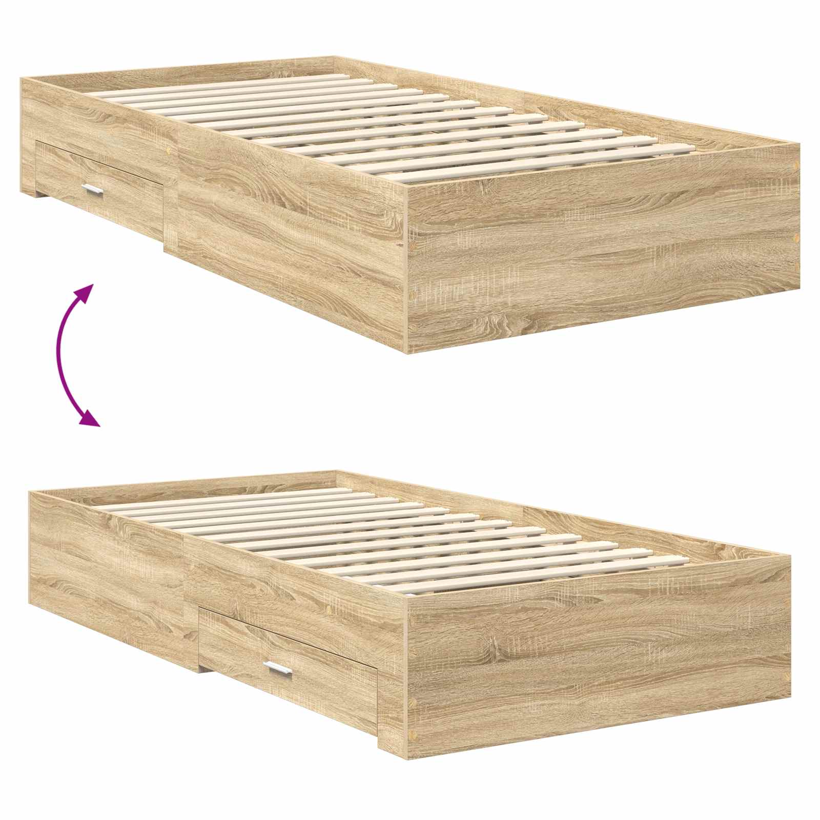 Krevetna konstrukcija s uzglavljem Sonoma hrast 100 x 200 cm