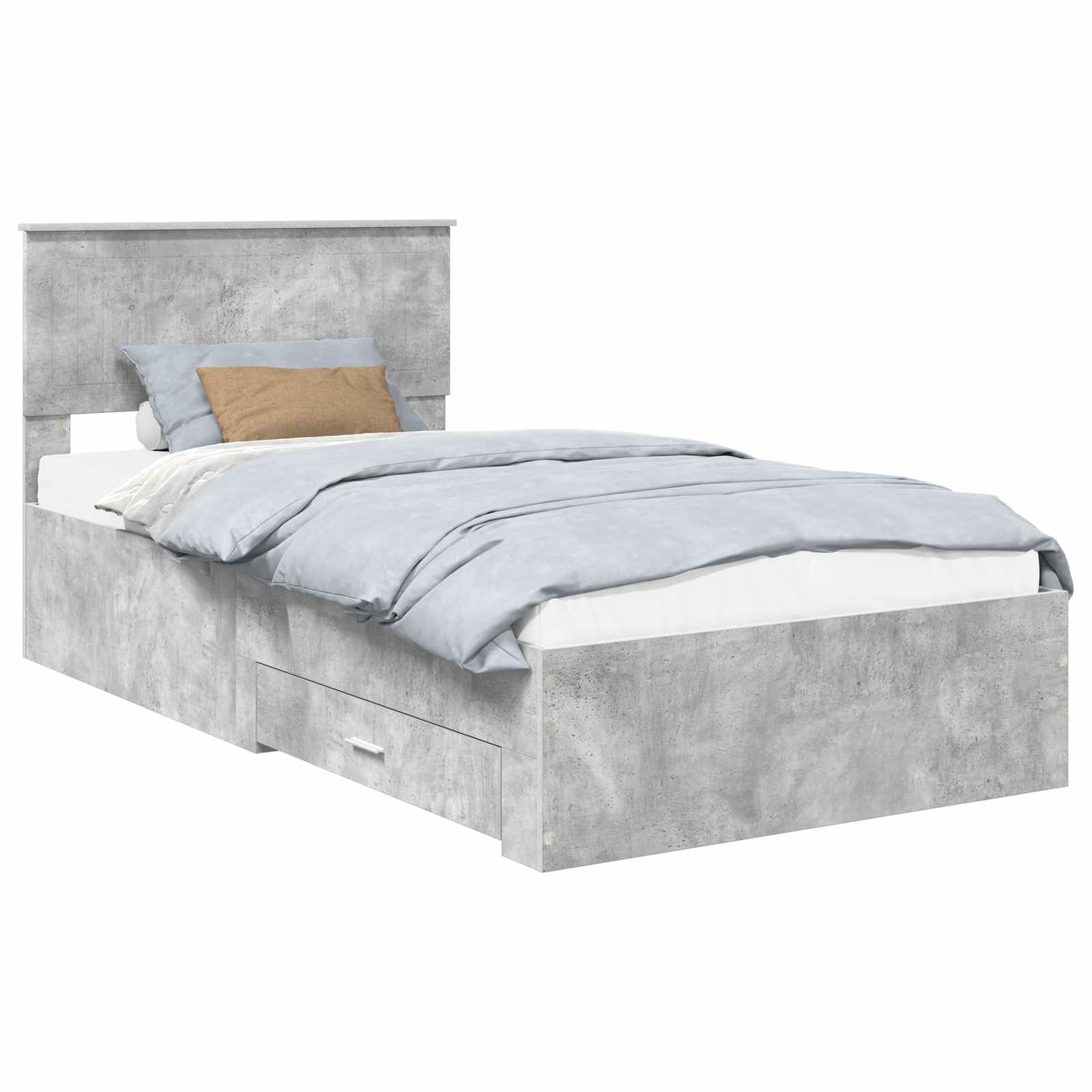 Krevetna konstrukcija s uzglavljem Betonski sivi 100 x 200 cm