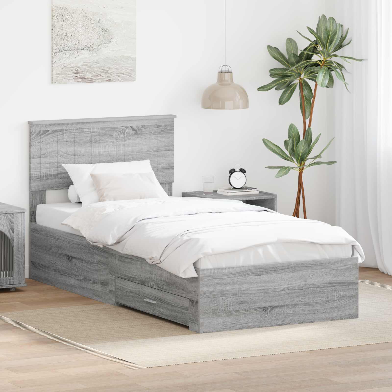 Krevetna konstrukcija Siva Sonoma 90 x 200 cm Konstruirano drvo