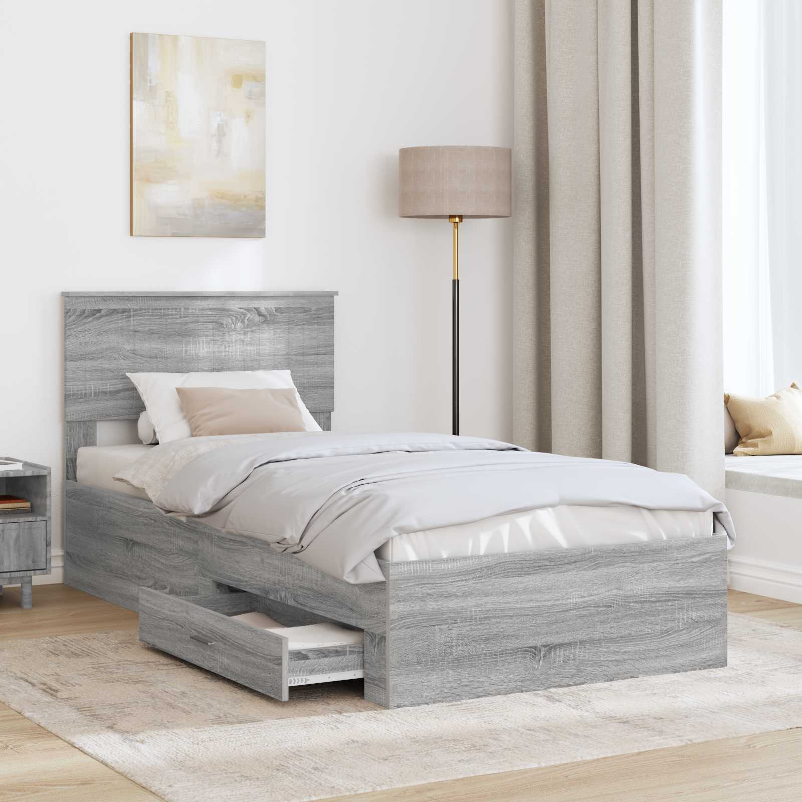 Krevetna konstrukcija Siva Sonoma 90 x 200 cm Konstruirano drvo